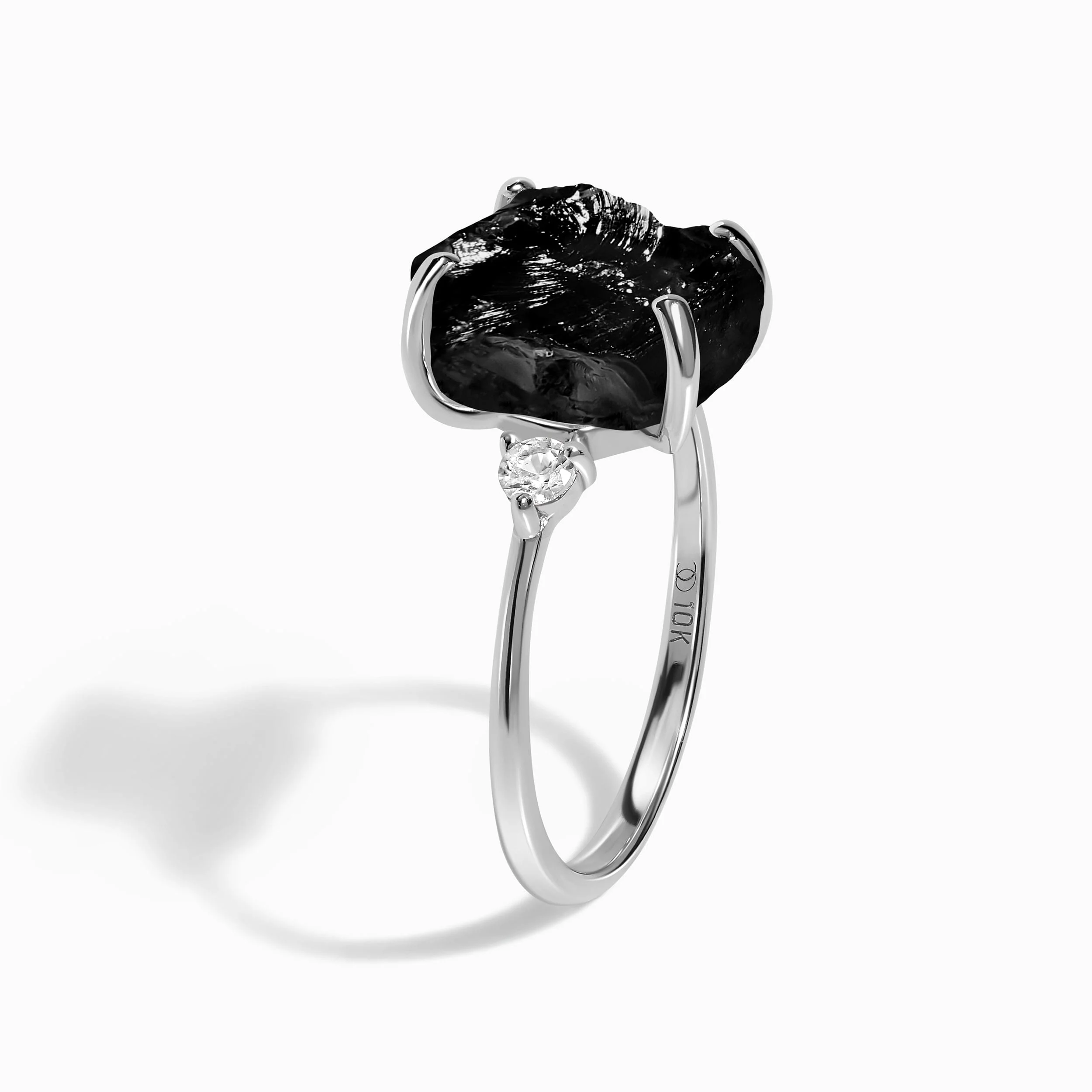 Black Obsidian Lab Diamond Ring - Raw Allure - Image 13