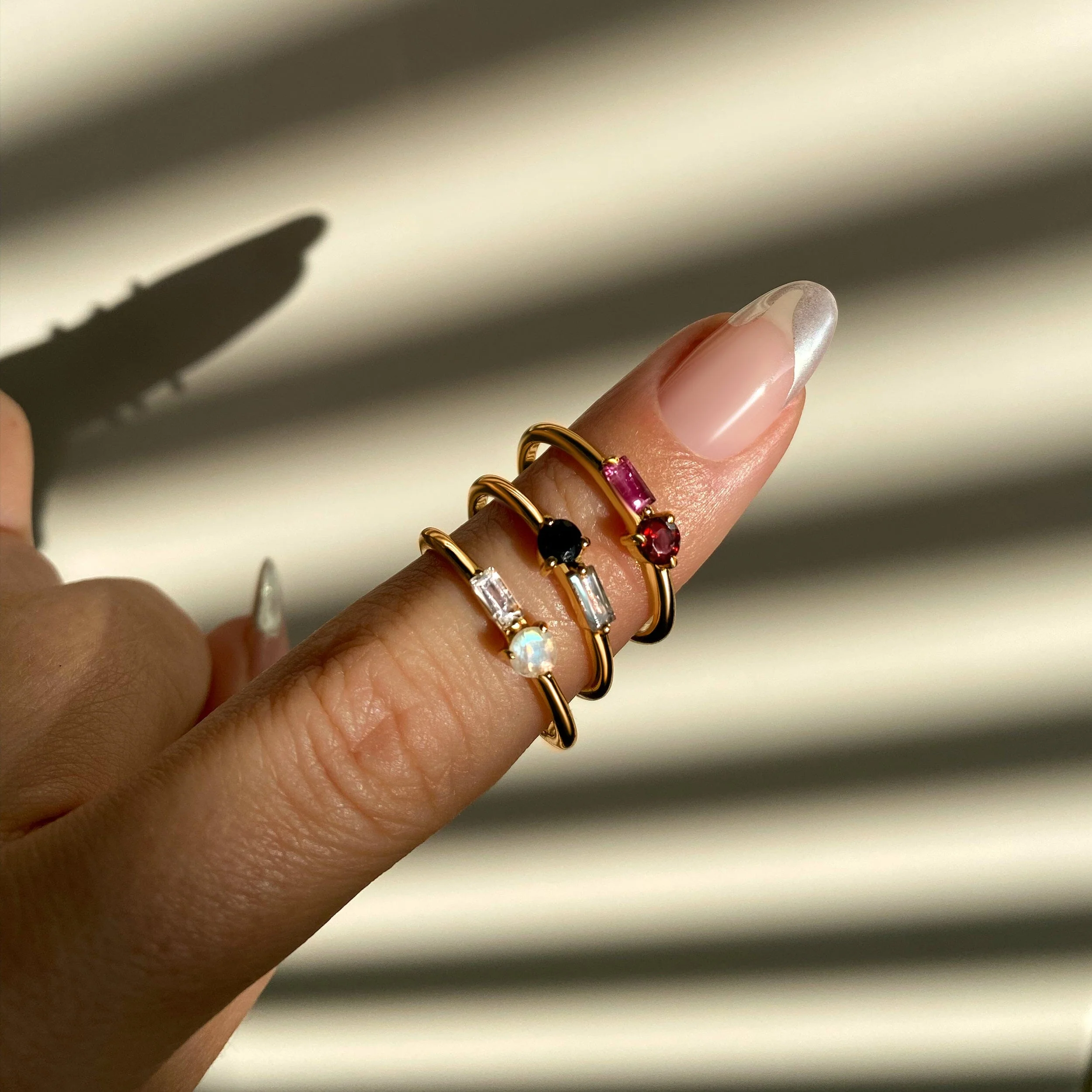 Black Obsidian & Labradorite Dainty Ring - Haze - Image 19