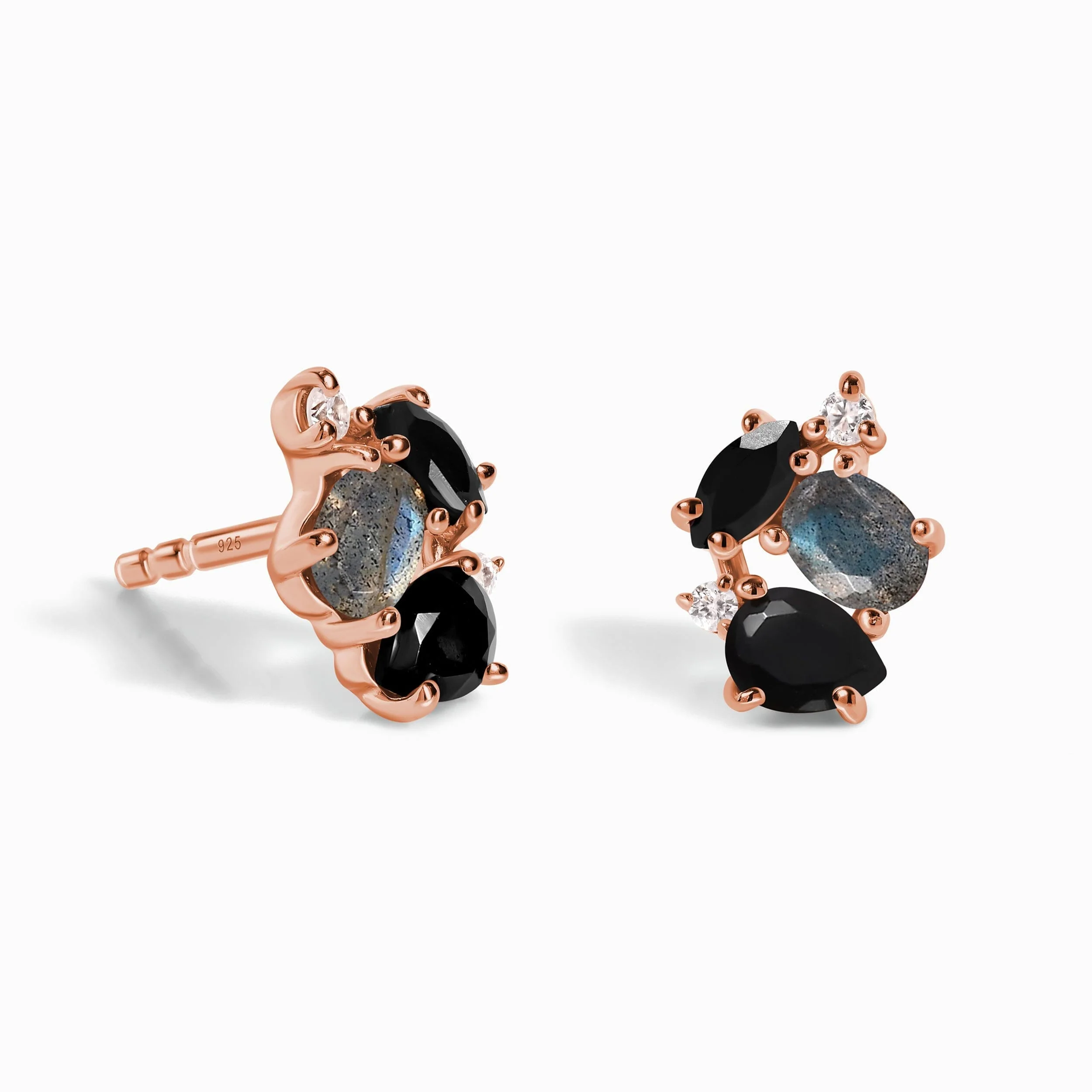Black Obsidian Labradorite Earrings - Orion - Image 3