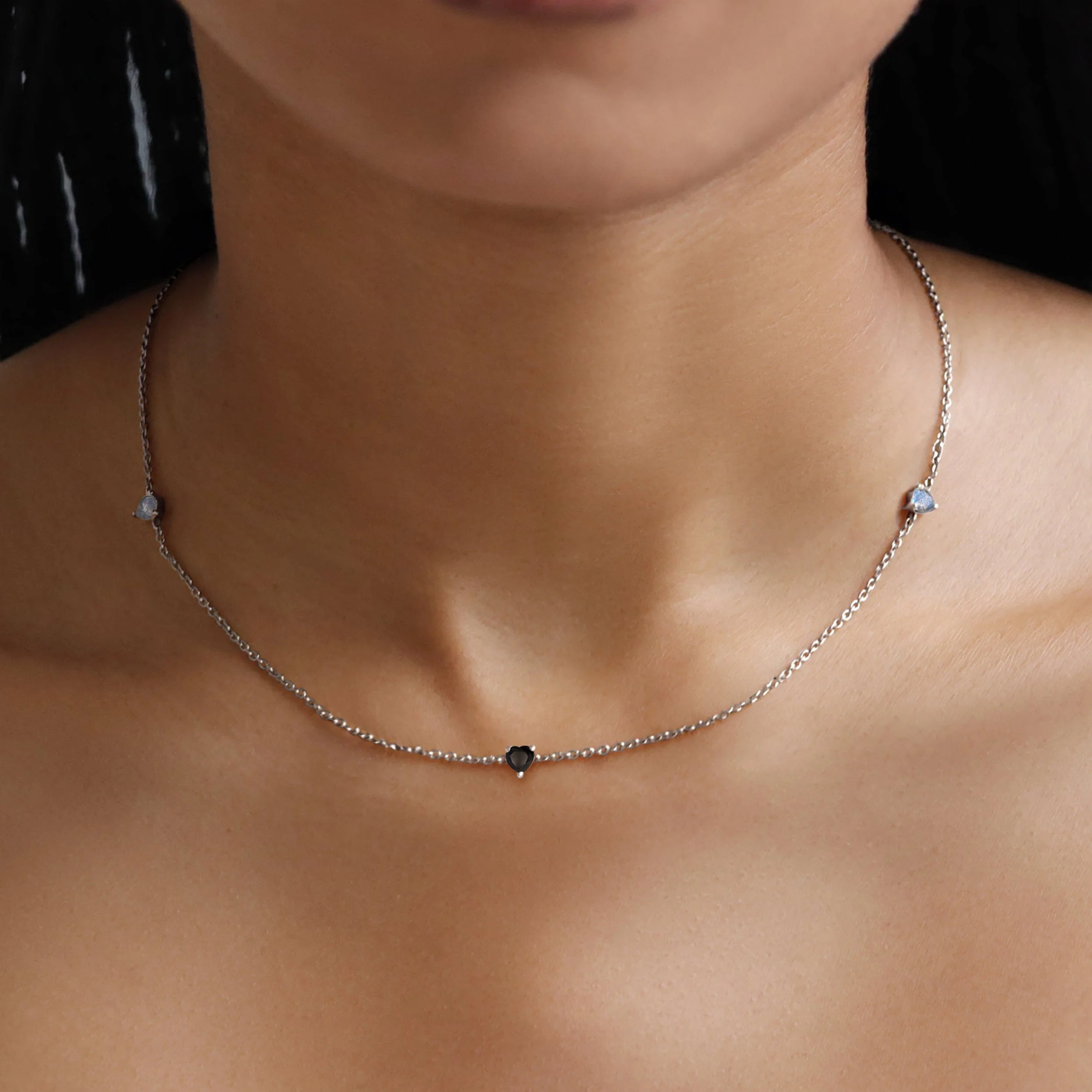 Black Obsidian Labradorite Necklace - Crush On You - Image 2
