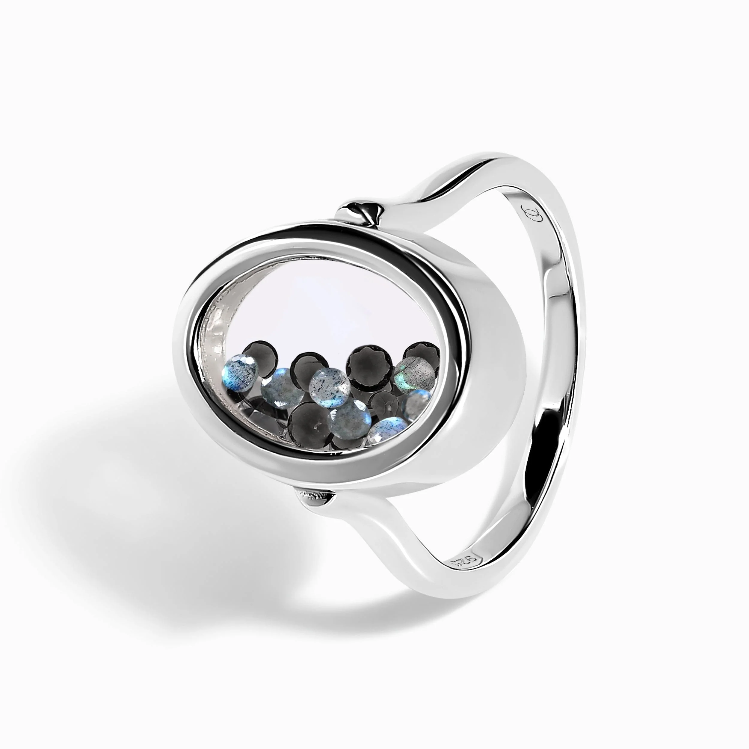 Black Obsidian Labradorite Ring - Halo of Calm - Image 11