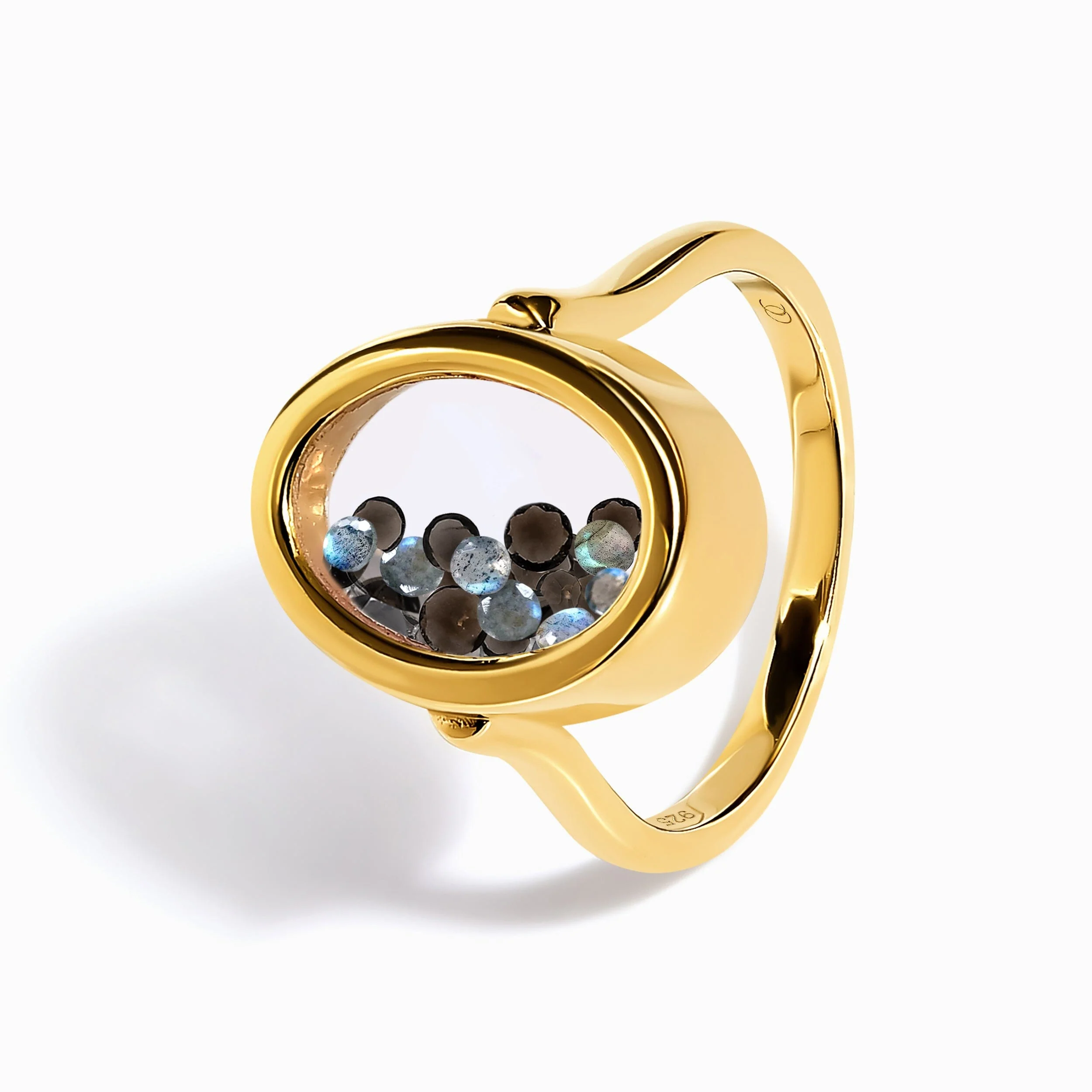 Black Obsidian Labradorite Ring - Halo of Calm - Image 19