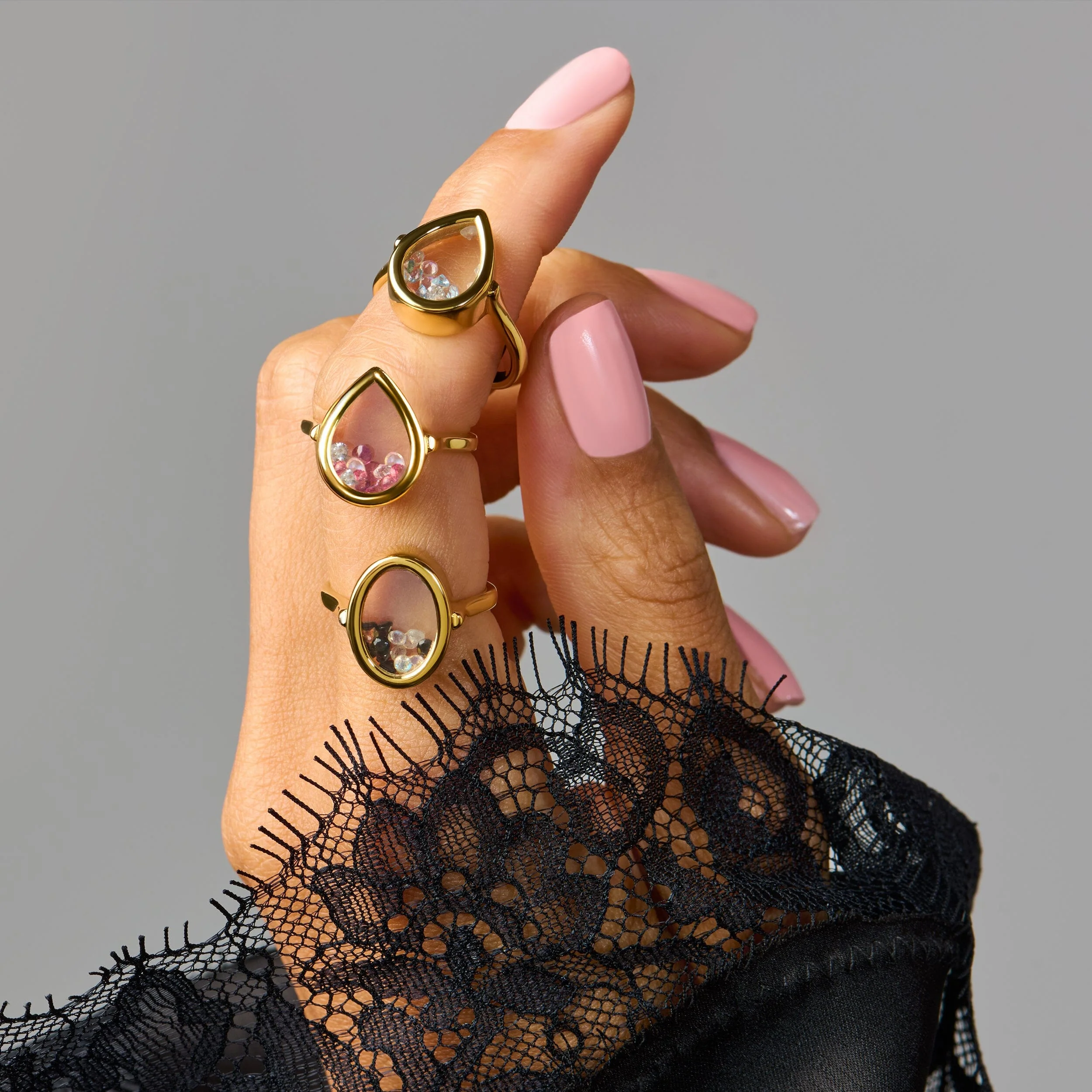 Black Obsidian Labradorite Ring - Halo of Calm - Image 26
