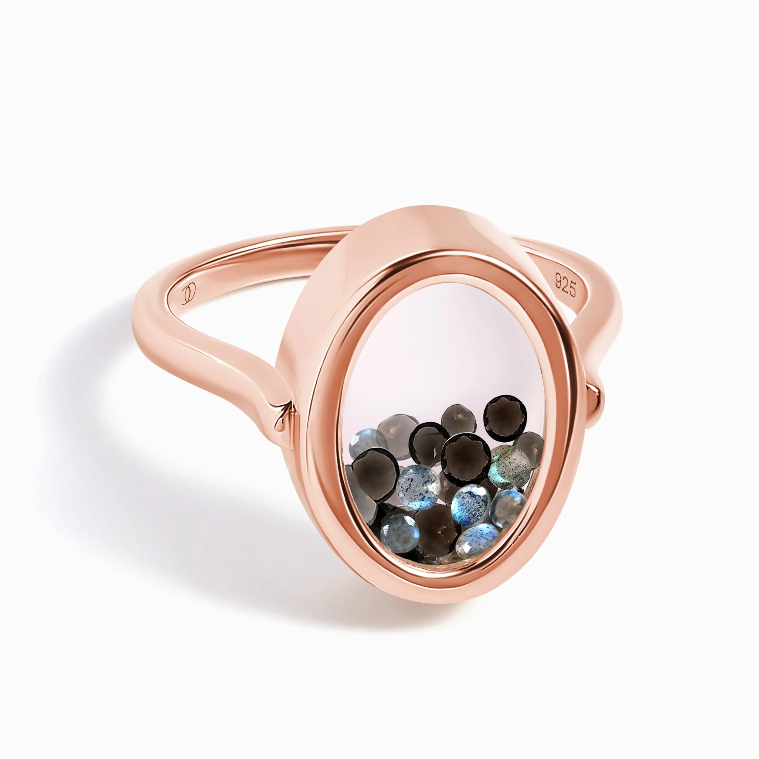Black Obsidian Labradorite Ring - Halo of Calm - Image 4