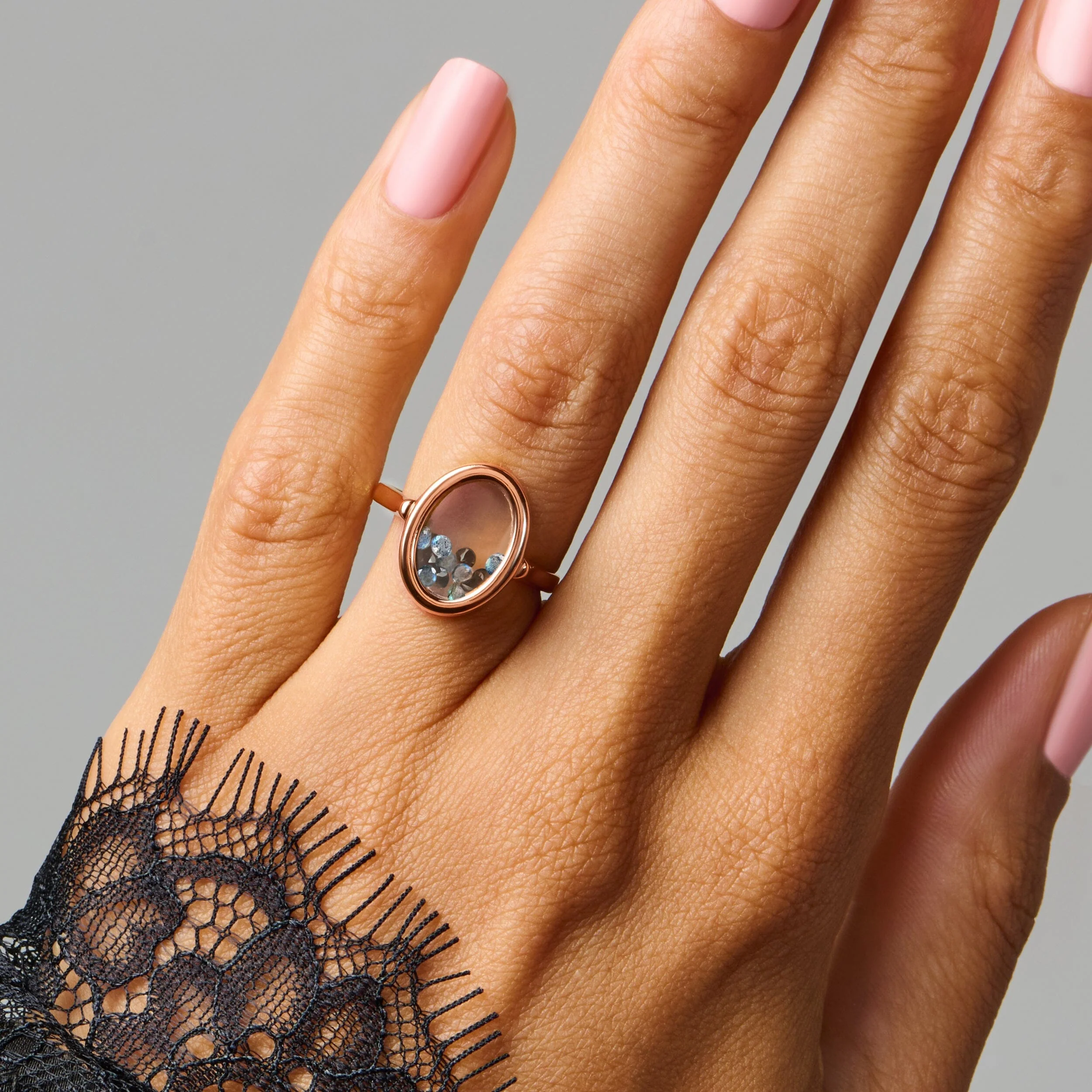 Black Obsidian Labradorite Ring - Halo of Calm - Image 5