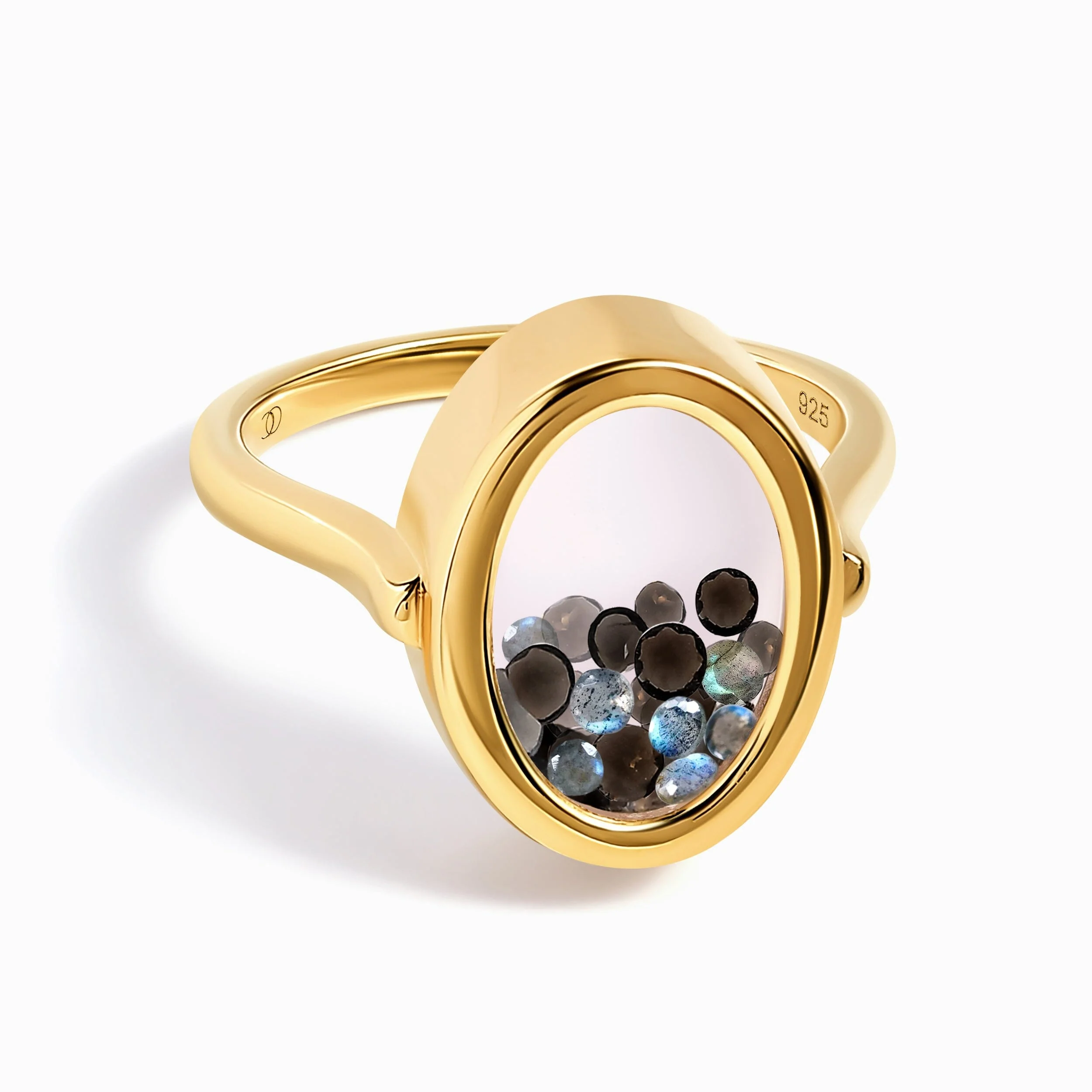Black Obsidian Labradorite Ring - Halo of Calm - Image 6