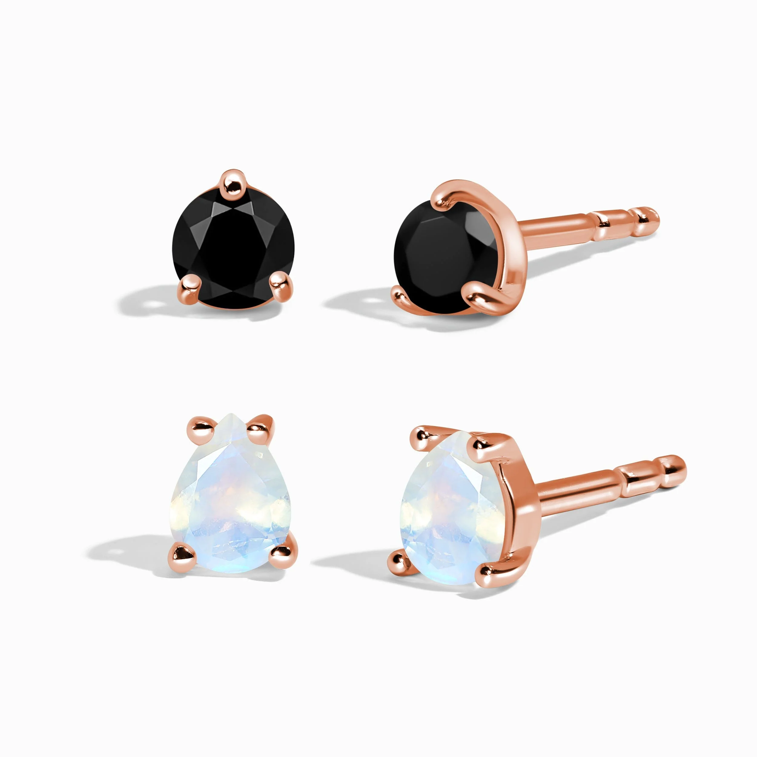 Black Obsidian Moonstone Petite Round & Teardrop Studs - Image 3