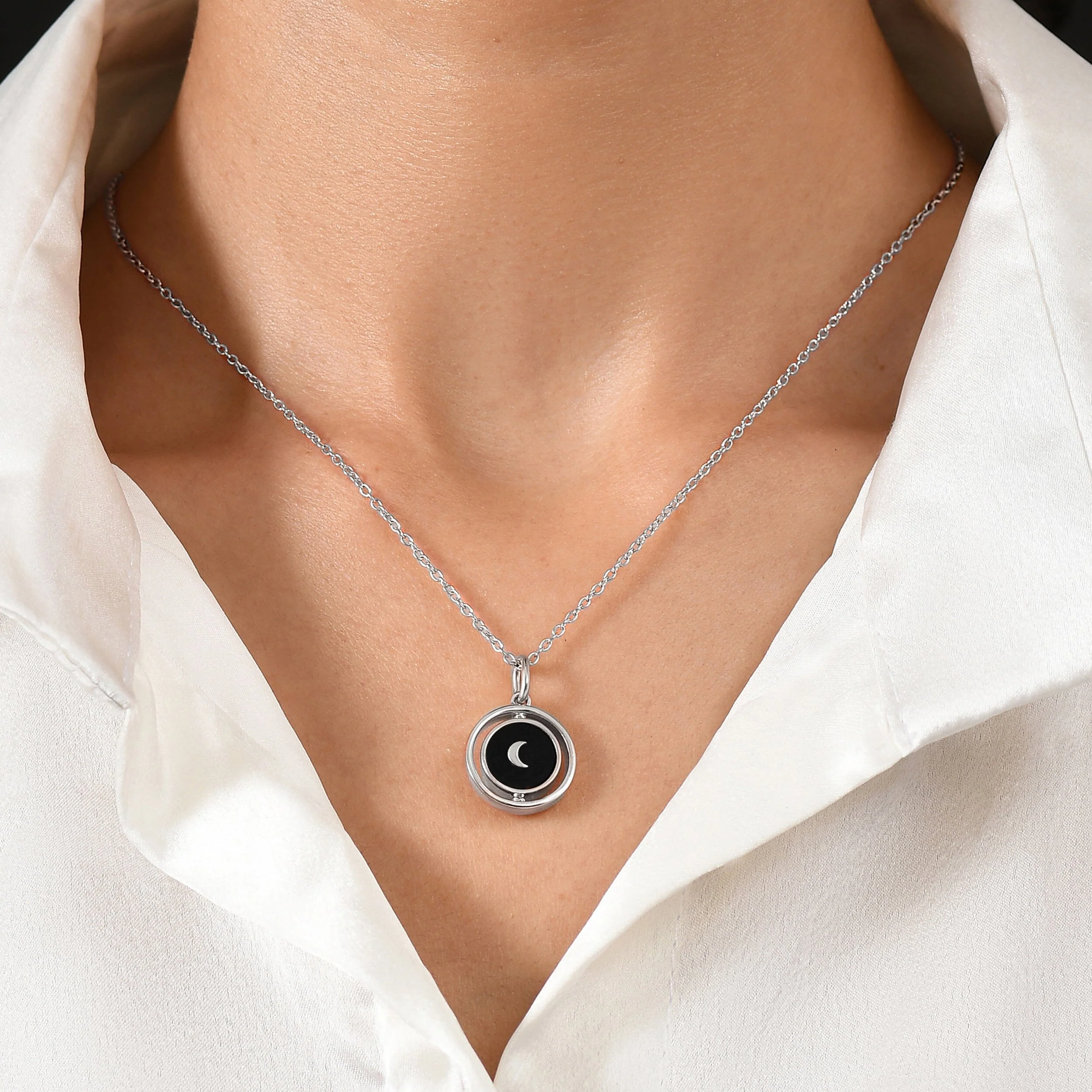 Black Obsidian Pearl Necklace - Night & Day - Image 2