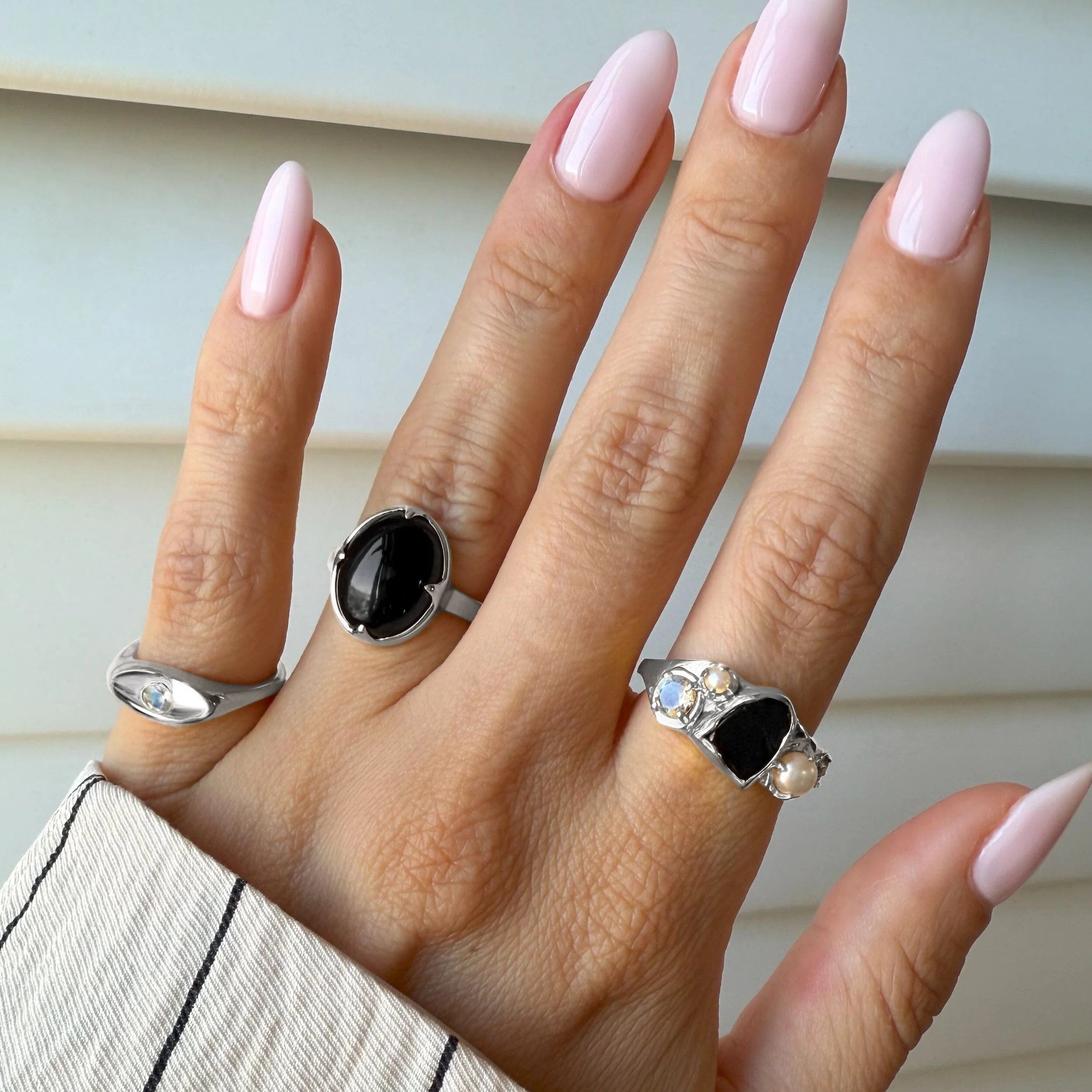 Black Obsidian Pearl Ring - Midnight Heirloom - Image 9