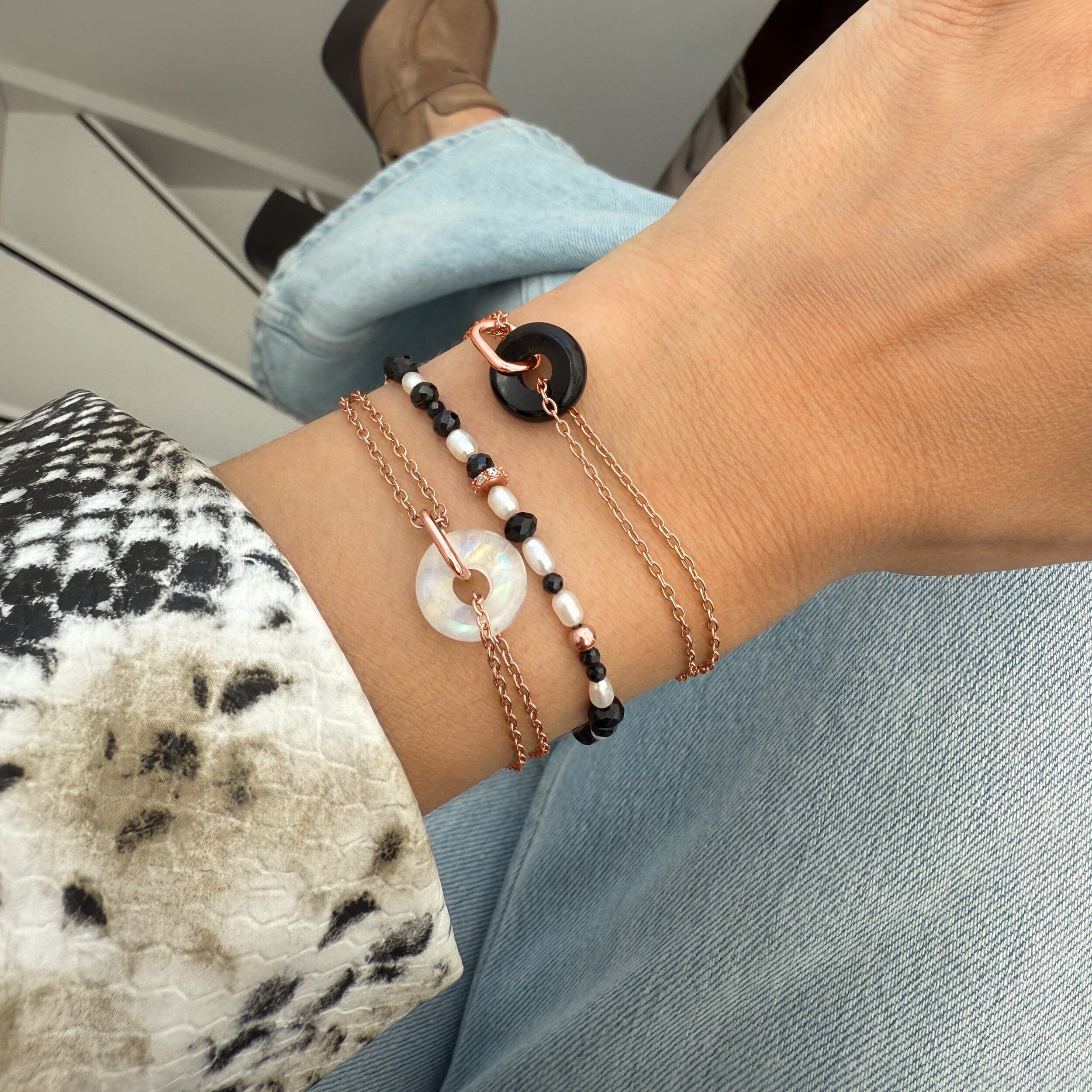 Black Obsidian Rice Pearl Beads Bracelet - Power Flow - Image 10