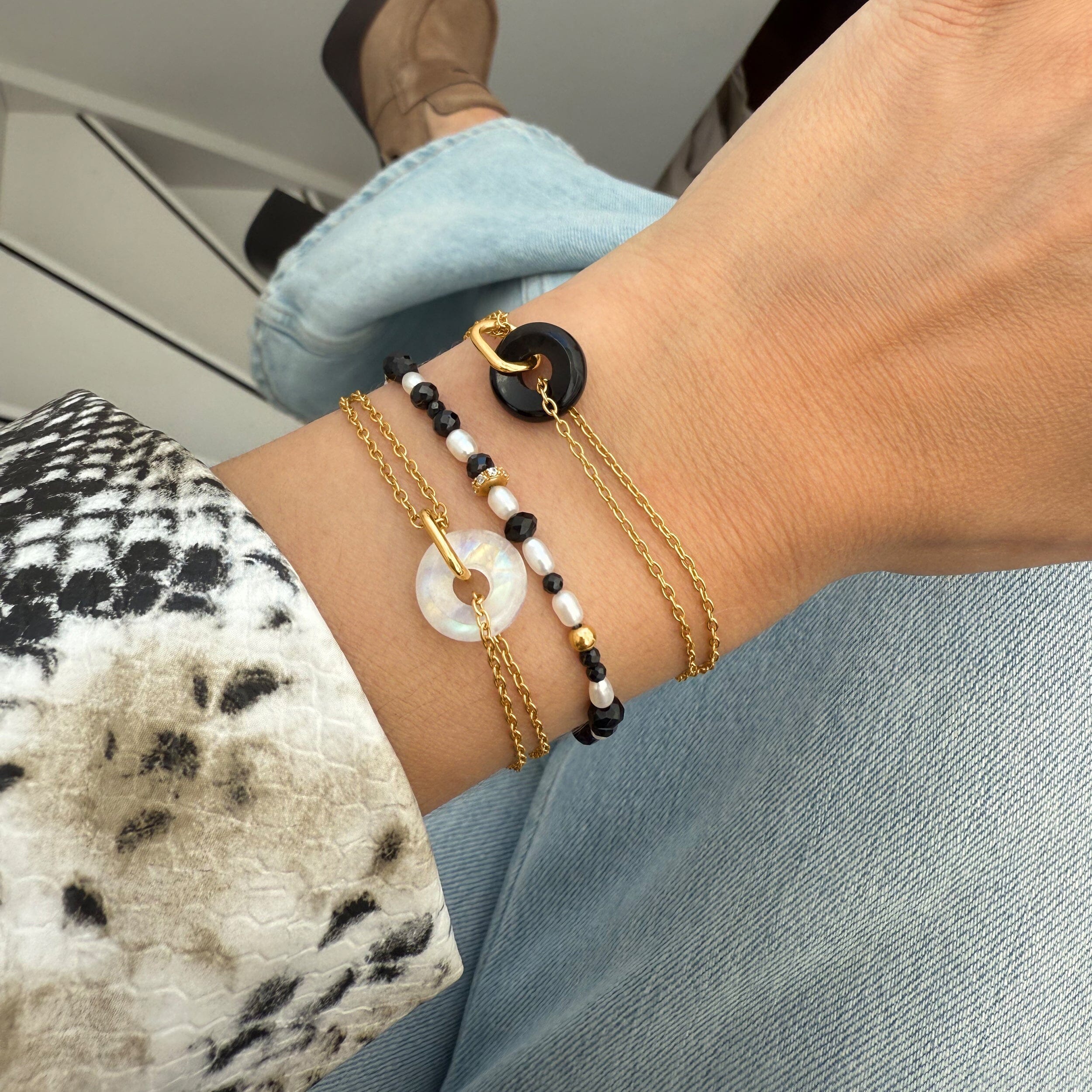 Black Obsidian Rice Pearl Beads Bracelet - Power Flow - Image 11
