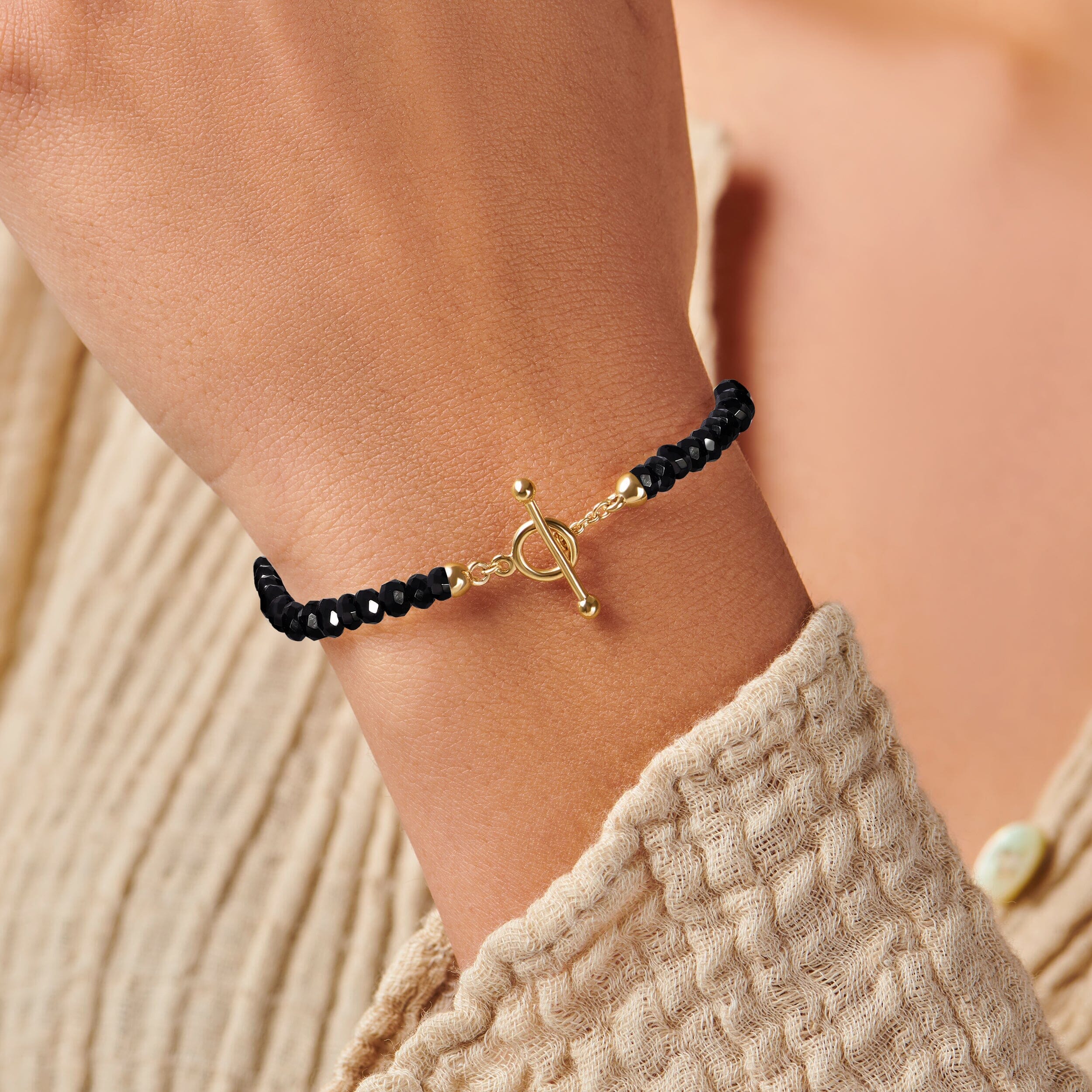 Black Obsidian T-Lock Beads Bracelet - Raise Your Vibrations - Image 6