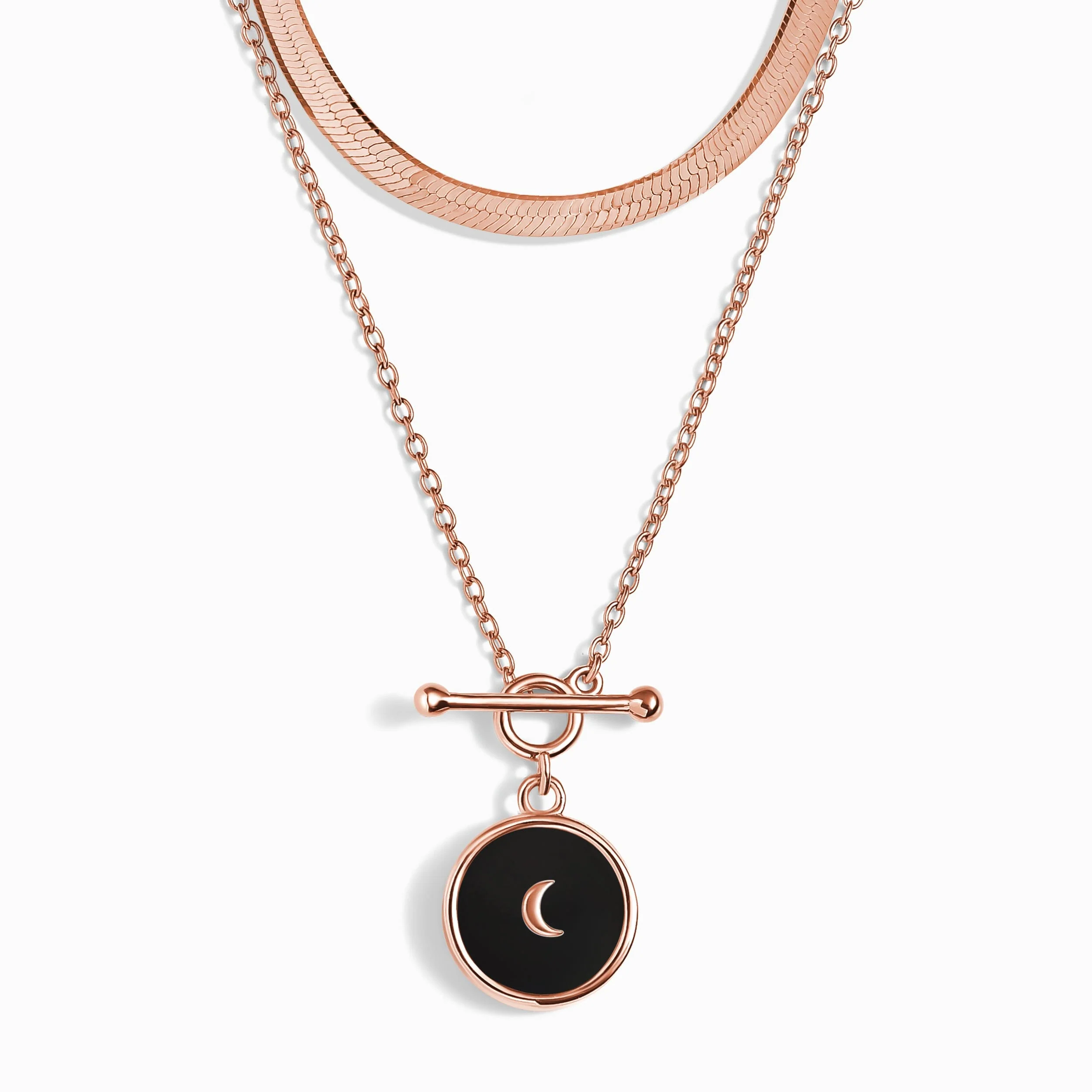 Black Obsidian T-Lock Necklace - Dream & Necklace - Herringbone Chain - Image 5