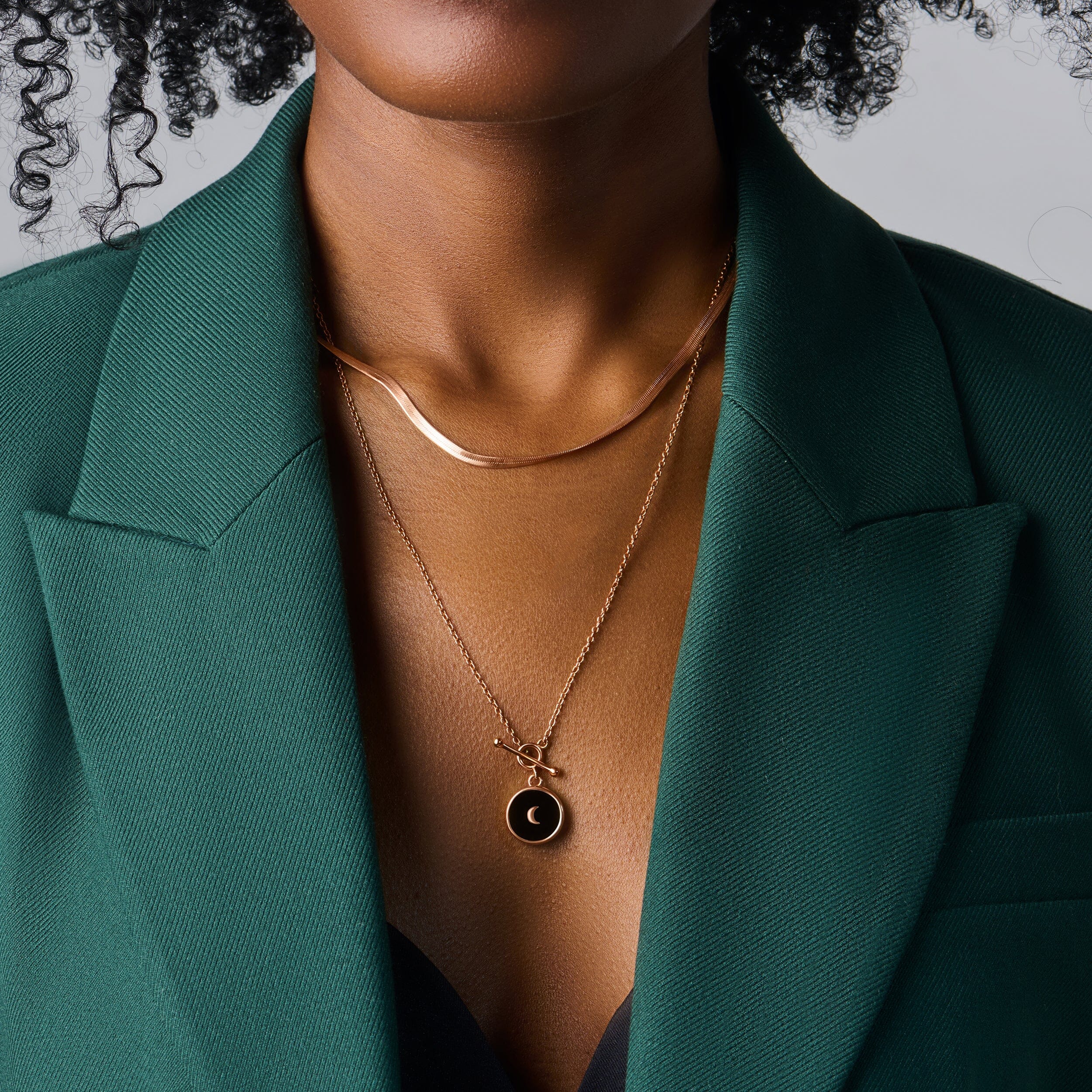 Black Obsidian T-Lock Necklace - Dream & Necklace - Herringbone Chain - Image 6