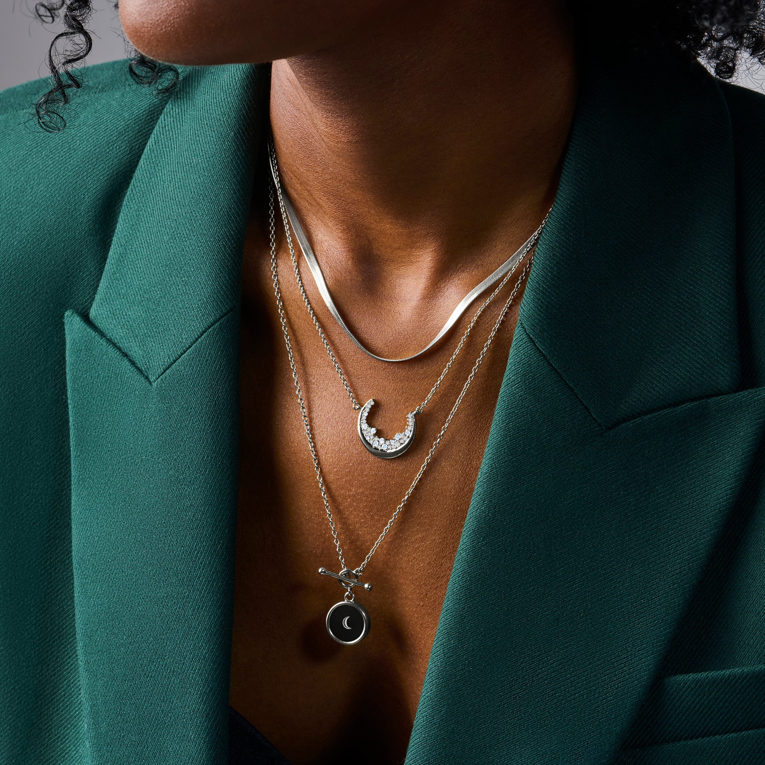 Black Obsidian T-Lock Necklace - Dream & Necklace - Herringbone Chain - Image 8
