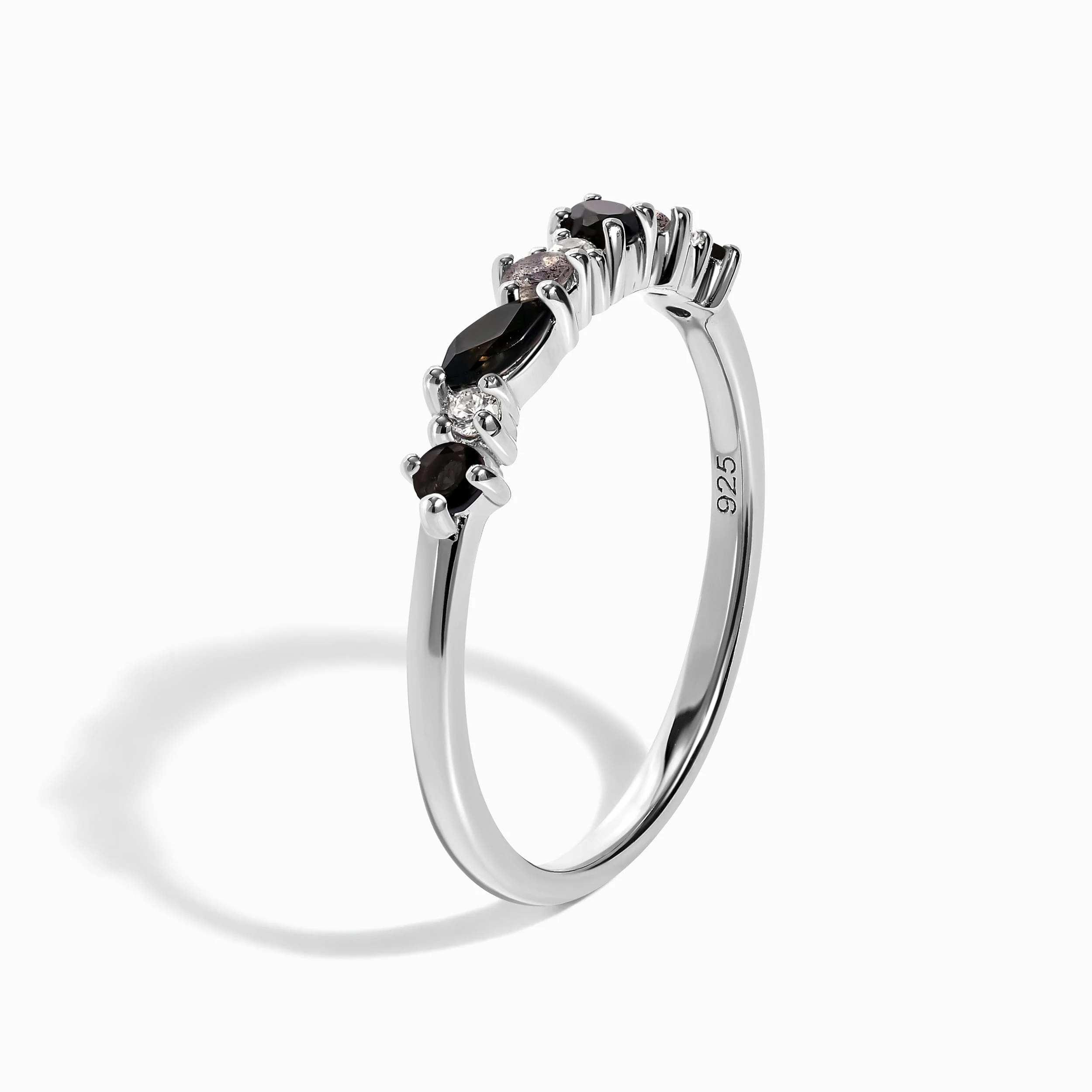 Black Obsidian White Zircon Ring - Grace - Image 13