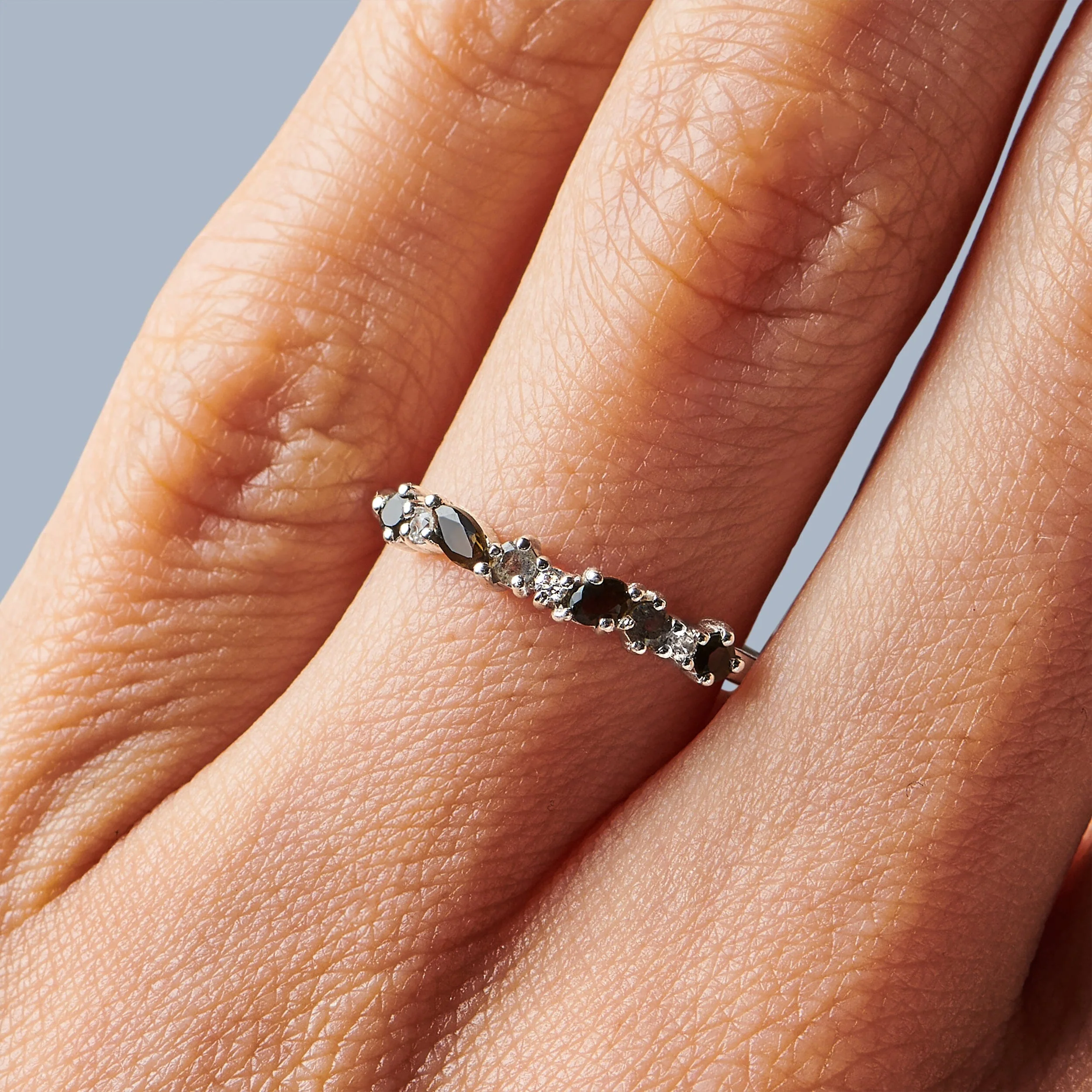 Black Obsidian White Zircon Ring - Grace - Image 2