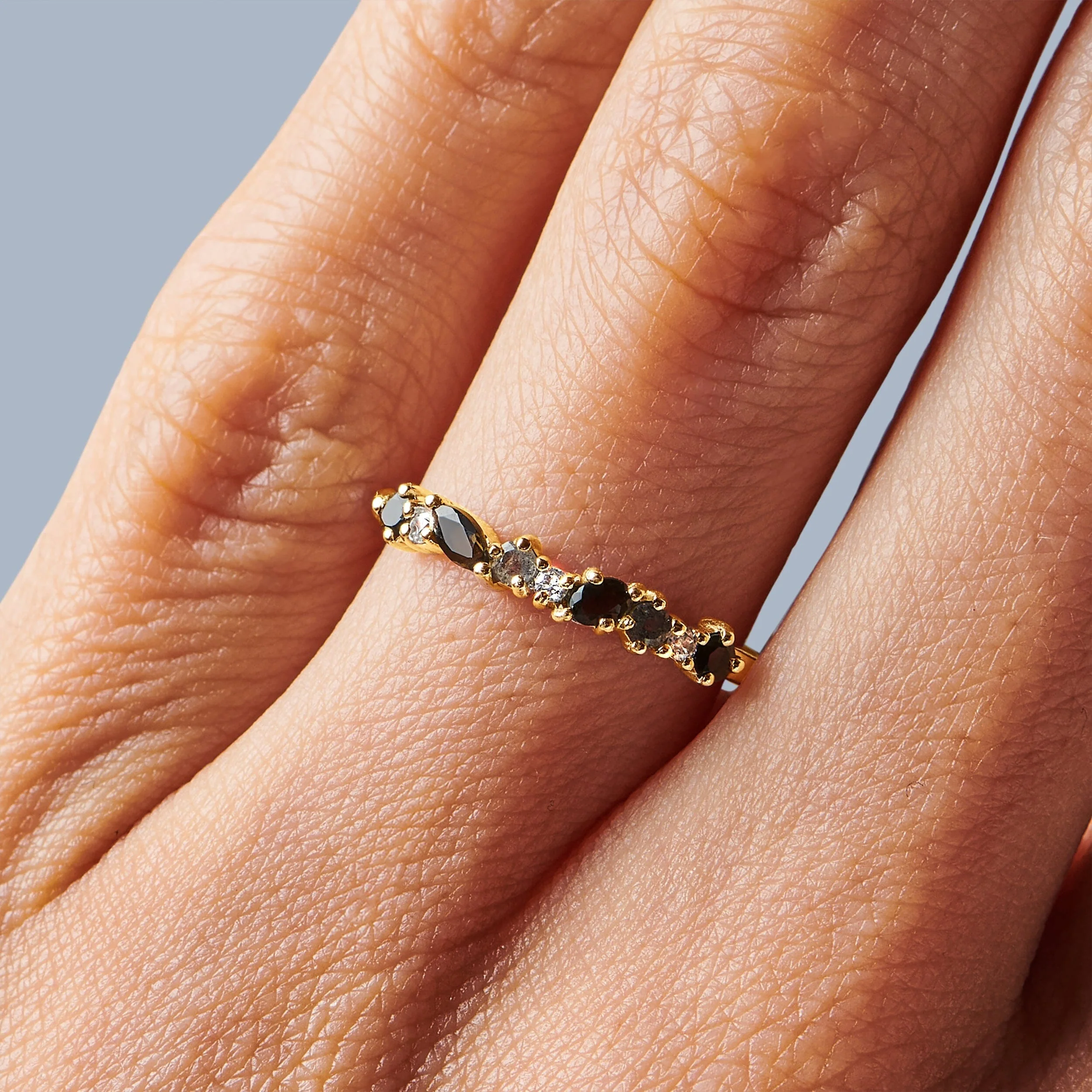 Black Obsidian White Zircon Ring - Grace - Image 22