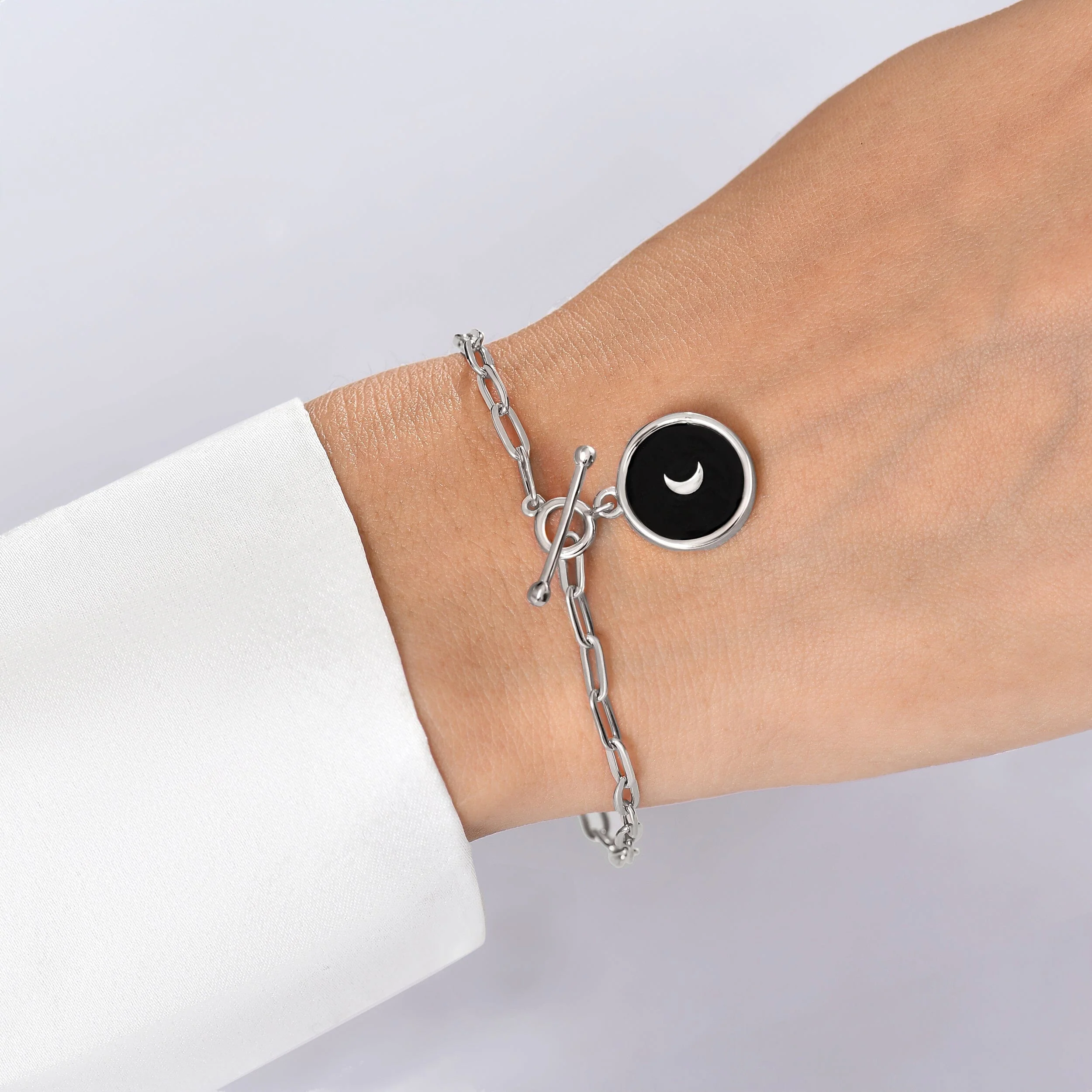 Black Obsidian Widelink T-Lock Bracelet - Dream - Image 2