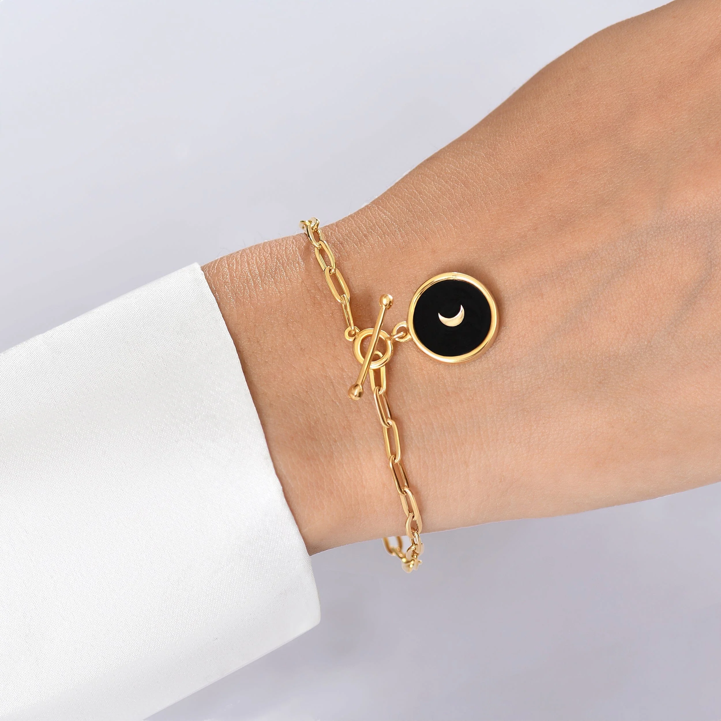 Black Obsidian Widelink T-Lock Bracelet - Dream - Image 21