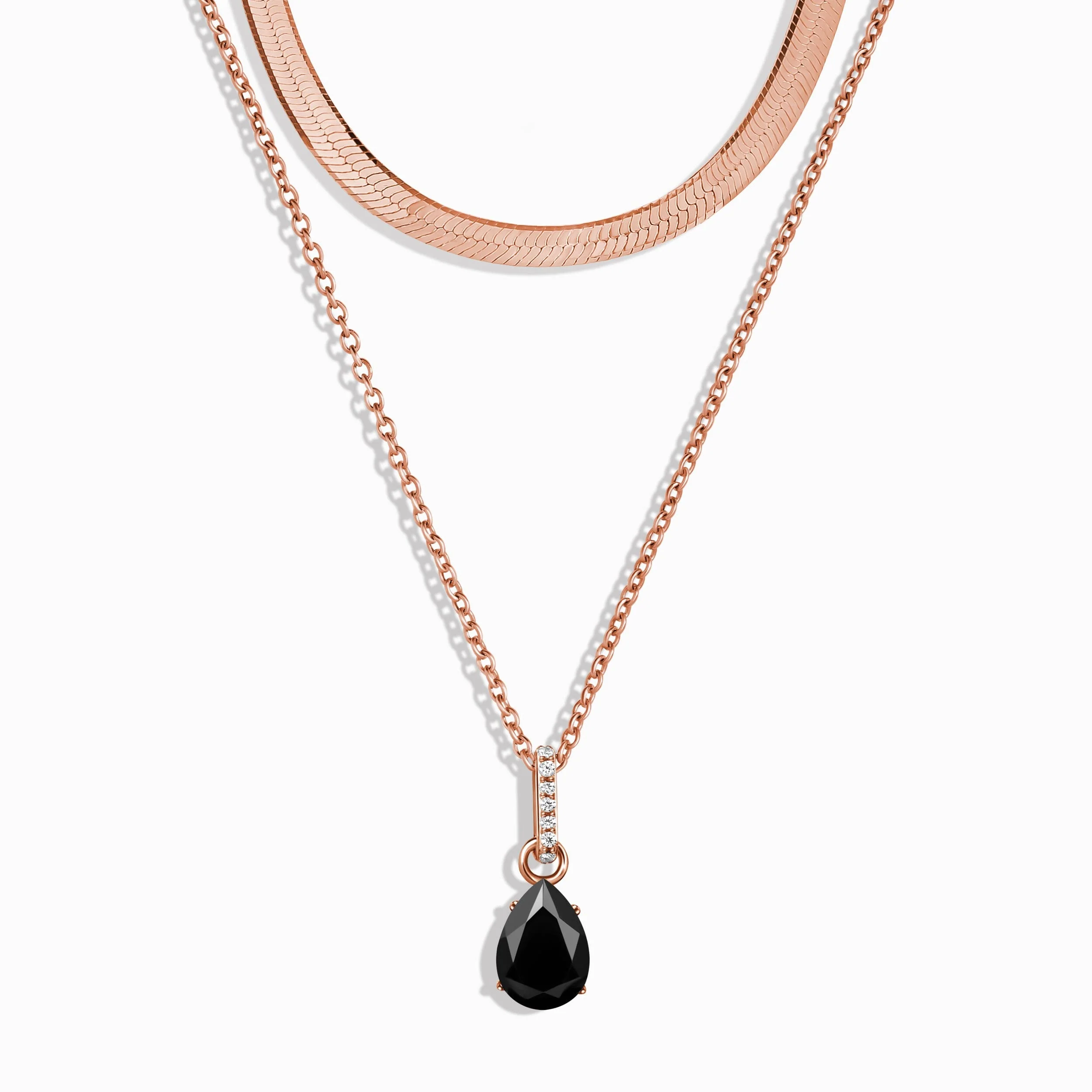 Black Onyx Birthstone Sway Necklace & Herringbone Chain - Image 3