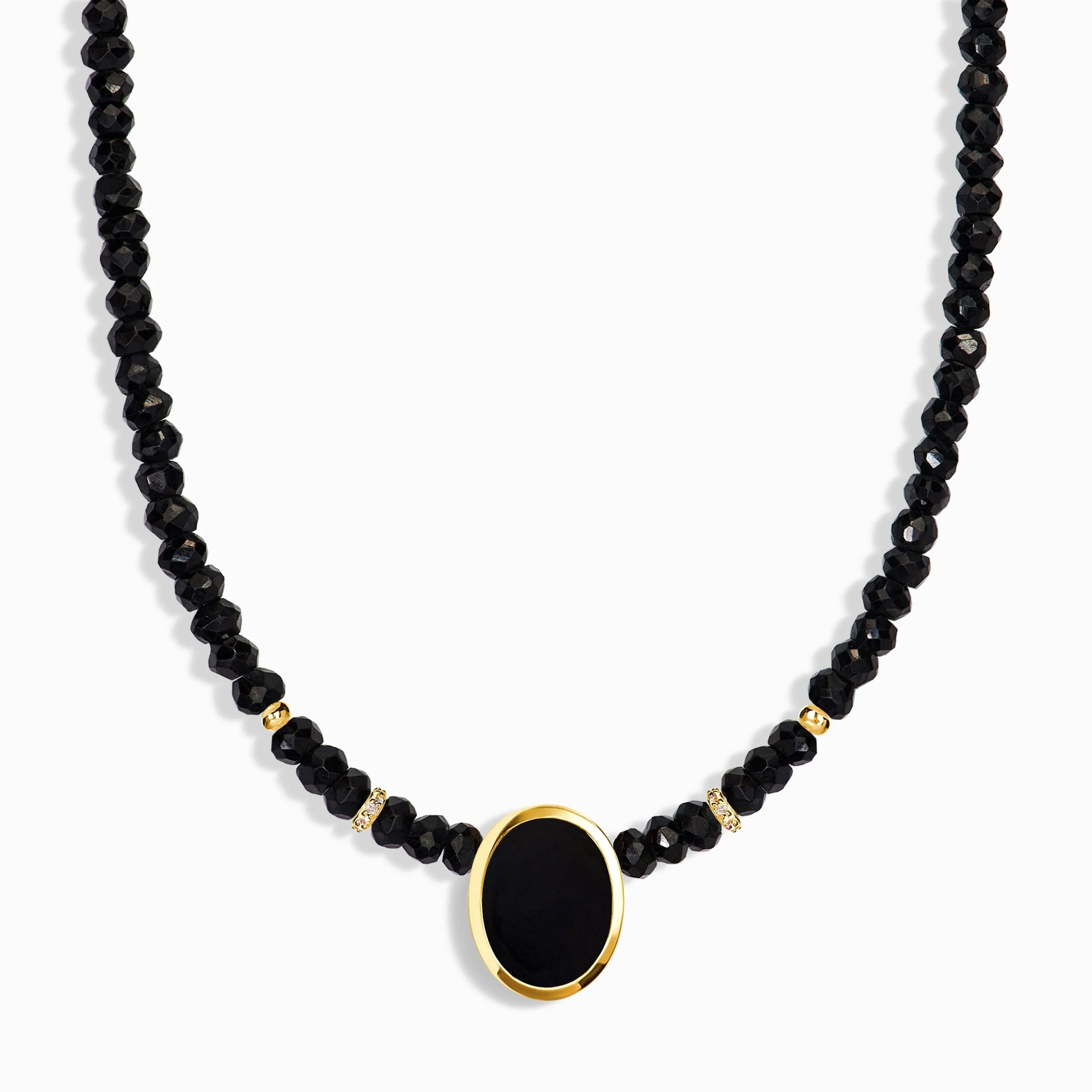 Black Onyx & Black Obsidian Beads Divina Necklace - Enfolded - Image 5