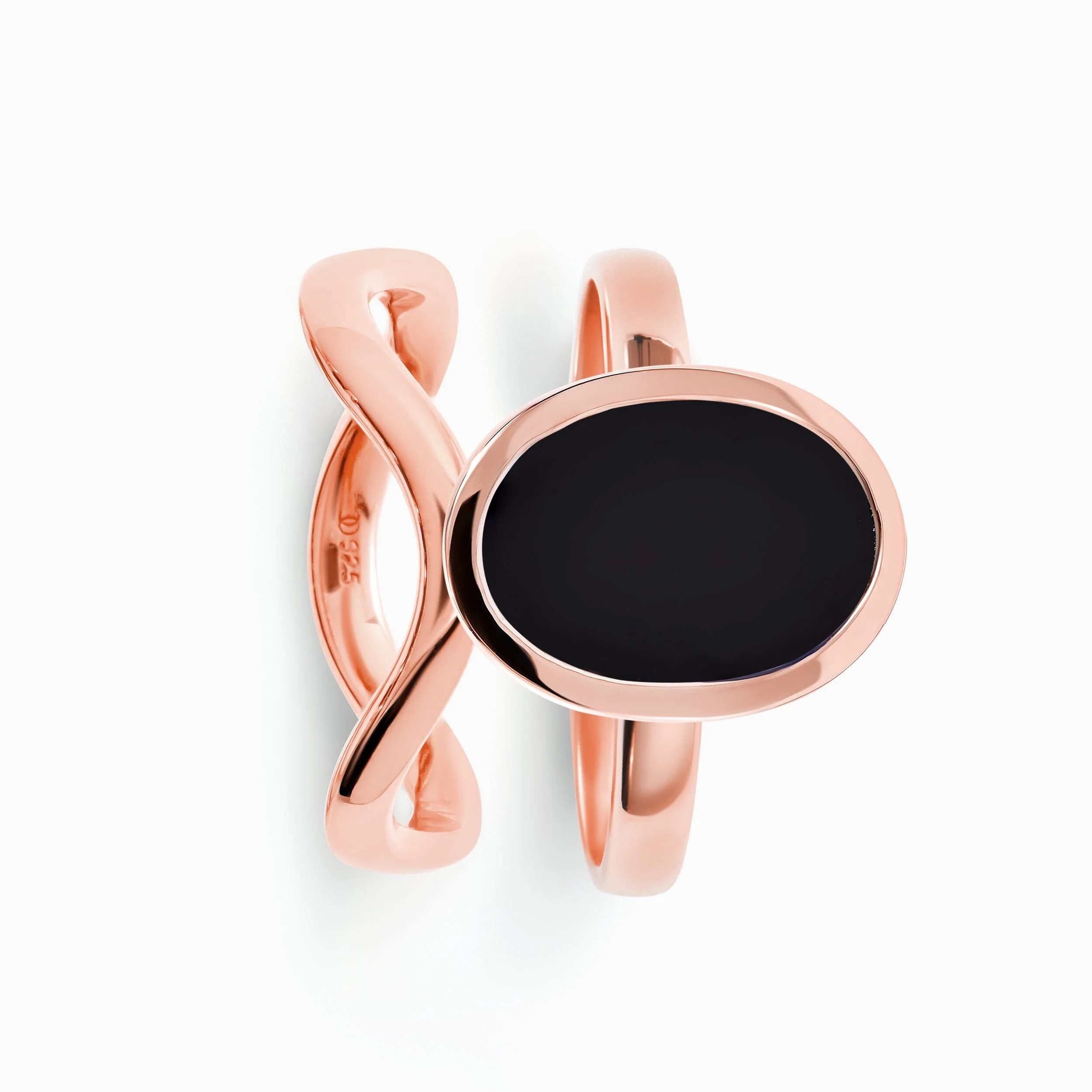 Black Onyx Enfolded Ring & Waves Band - Image 3