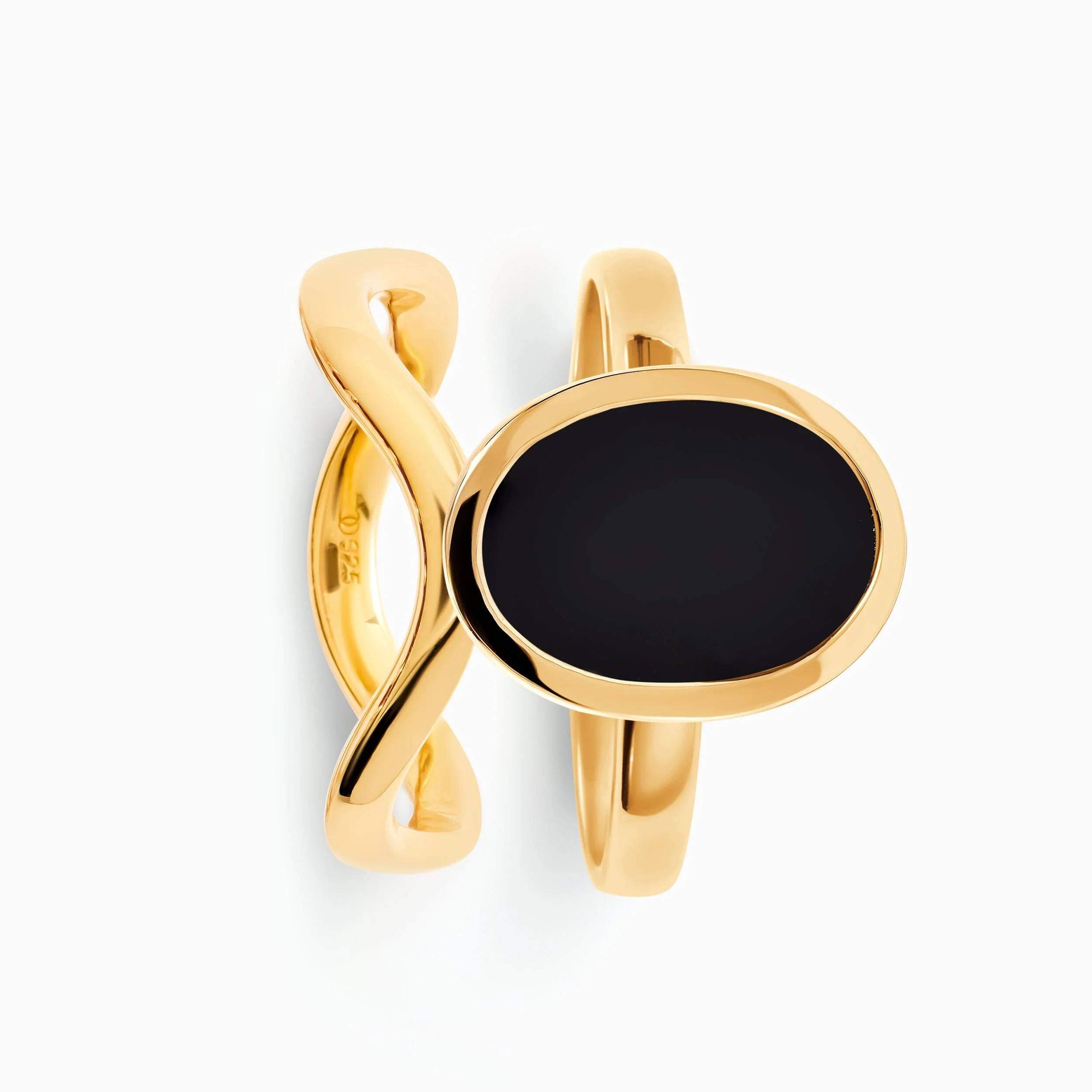 Black Onyx Enfolded Ring & Waves Band - Image 5