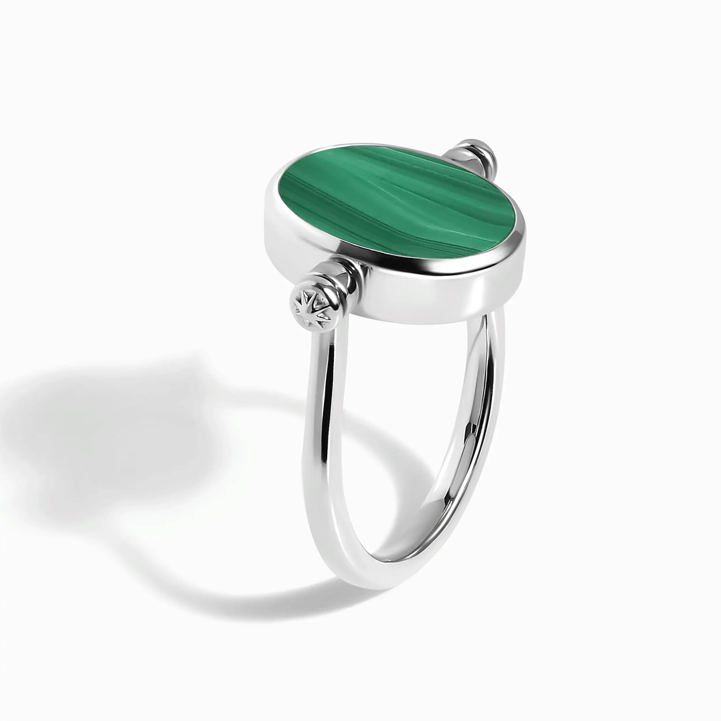 Black Onyx Malachite Fidget Ring - Spinning Enfolded