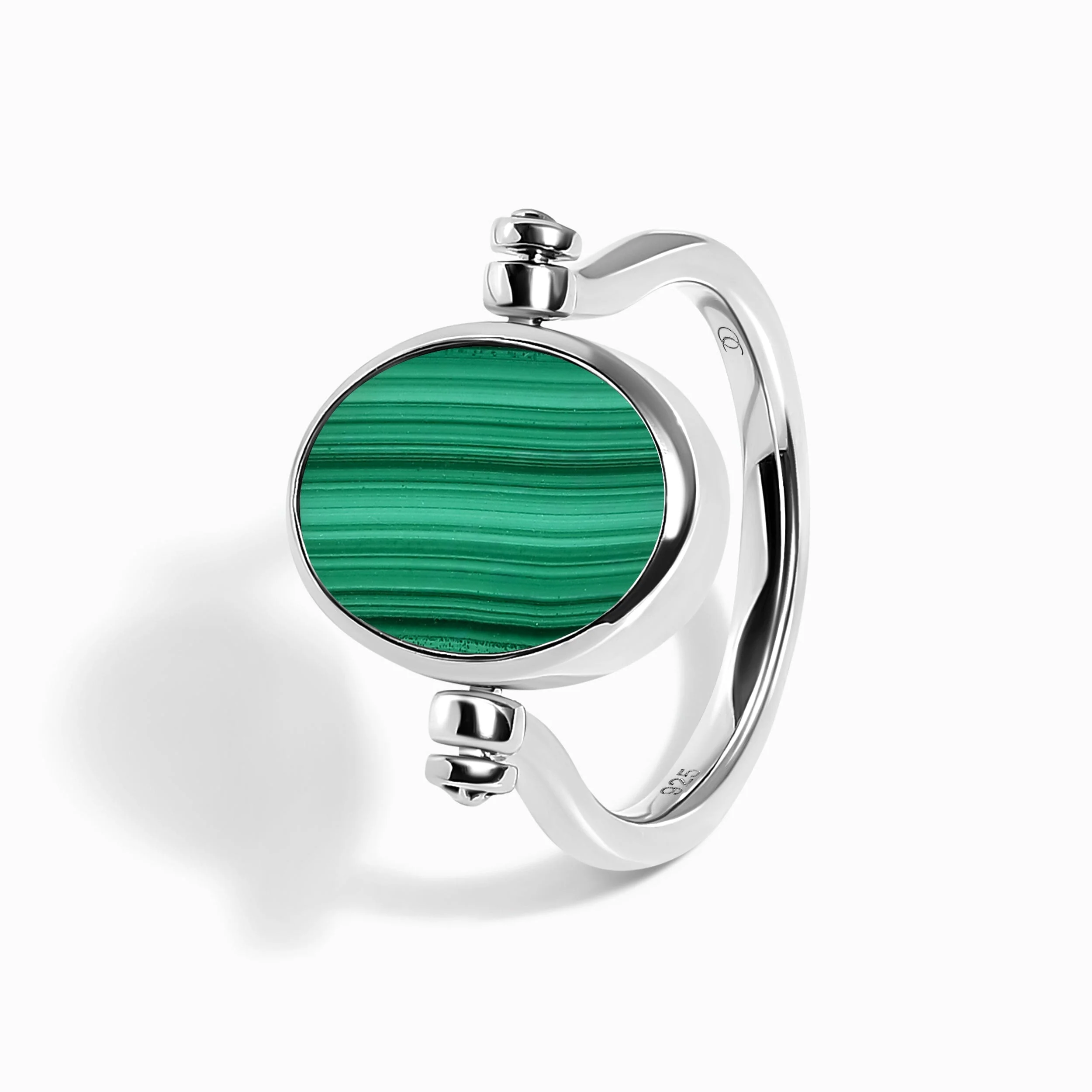 Black Onyx Malachite Fidget Ring - Spinning Enfolded - Image 18