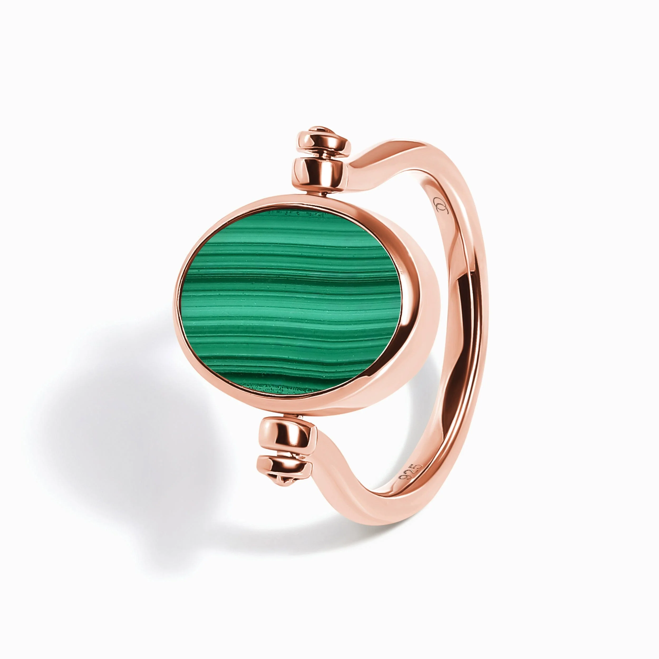 Black Onyx Malachite Fidget Ring - Spinning Enfolded - Image 22