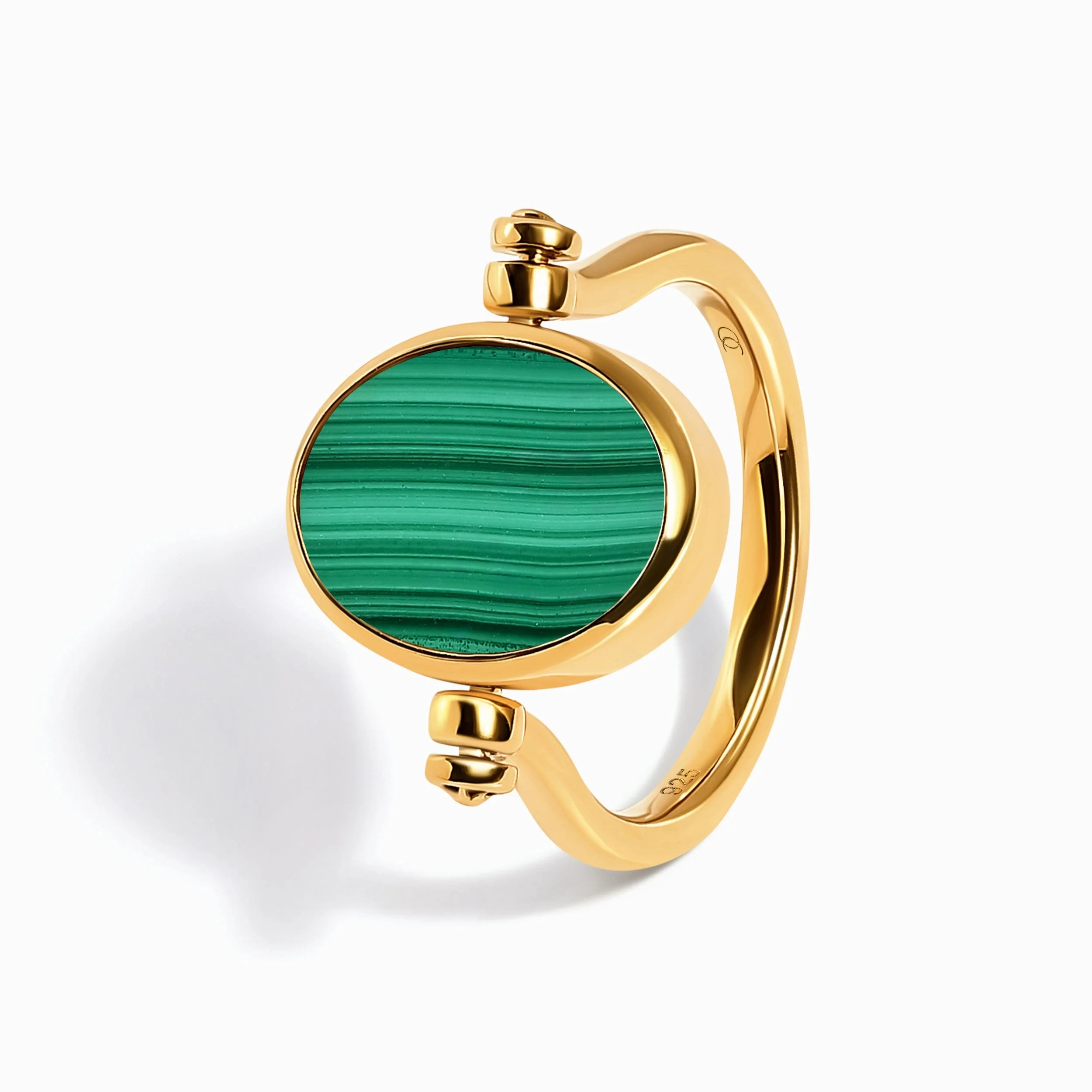 Black Onyx Malachite Fidget Ring - Spinning Enfolded - Image 26