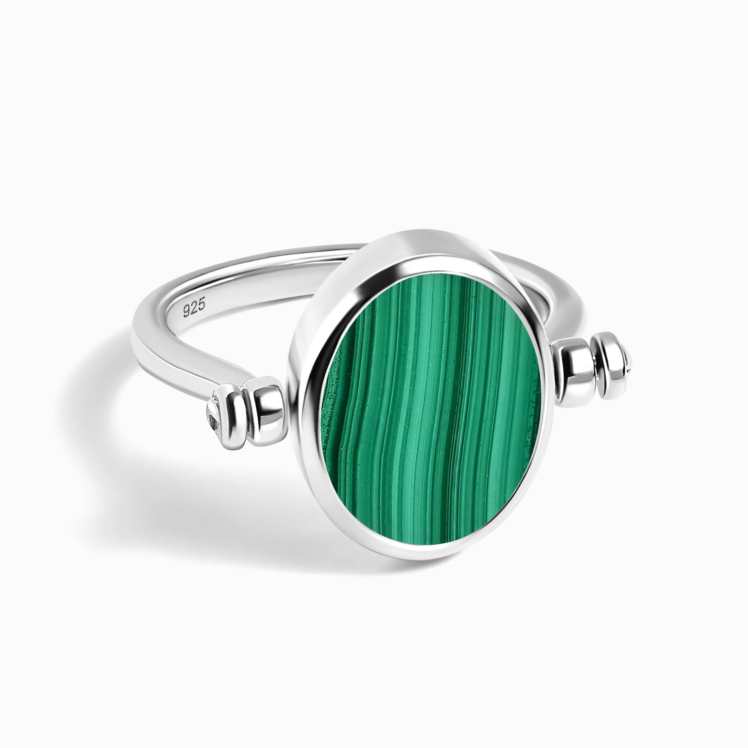 Black Onyx Malachite Fidget Ring - Spinning Enfolded - Image 35