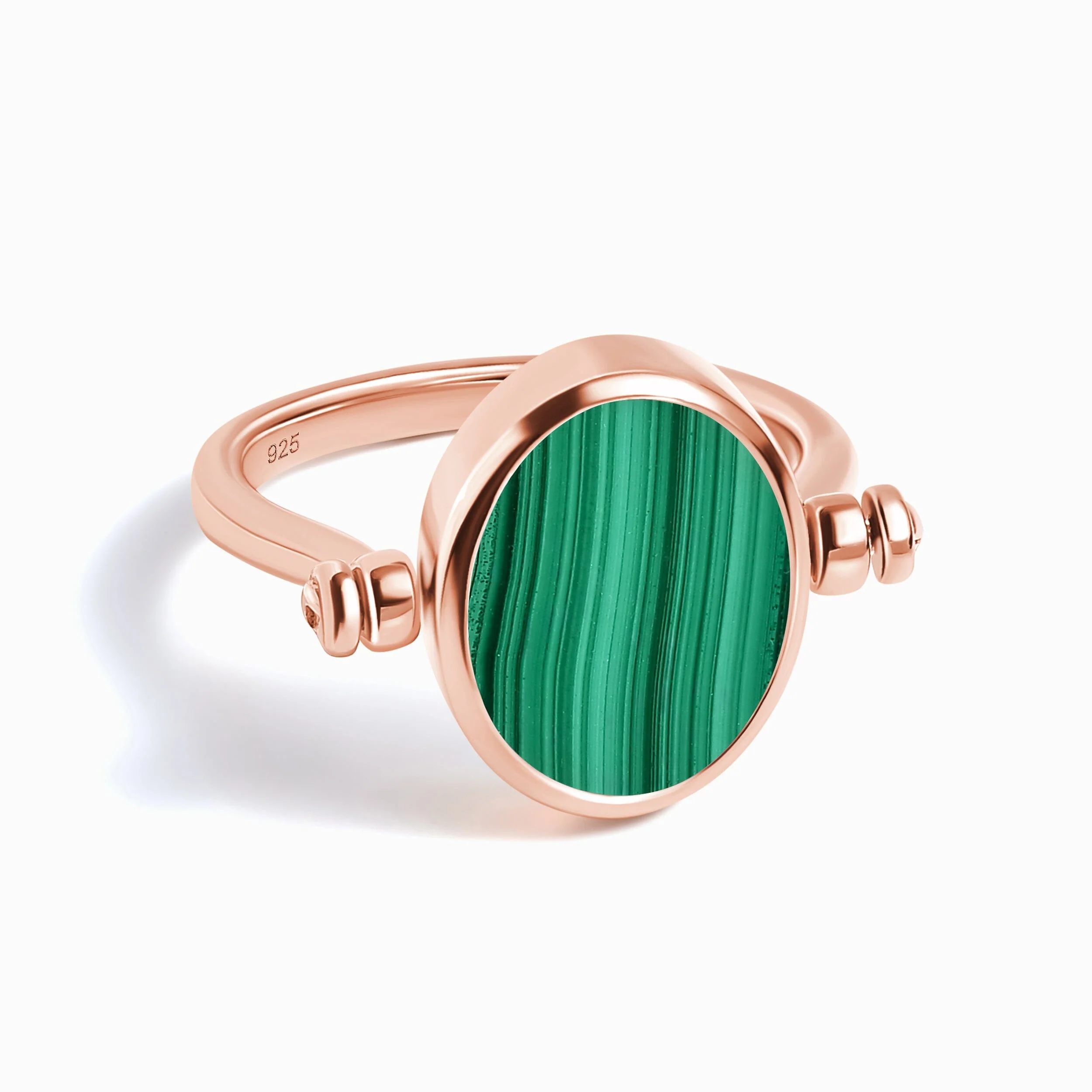 Black Onyx Malachite Fidget Ring - Spinning Enfolded - Image 36