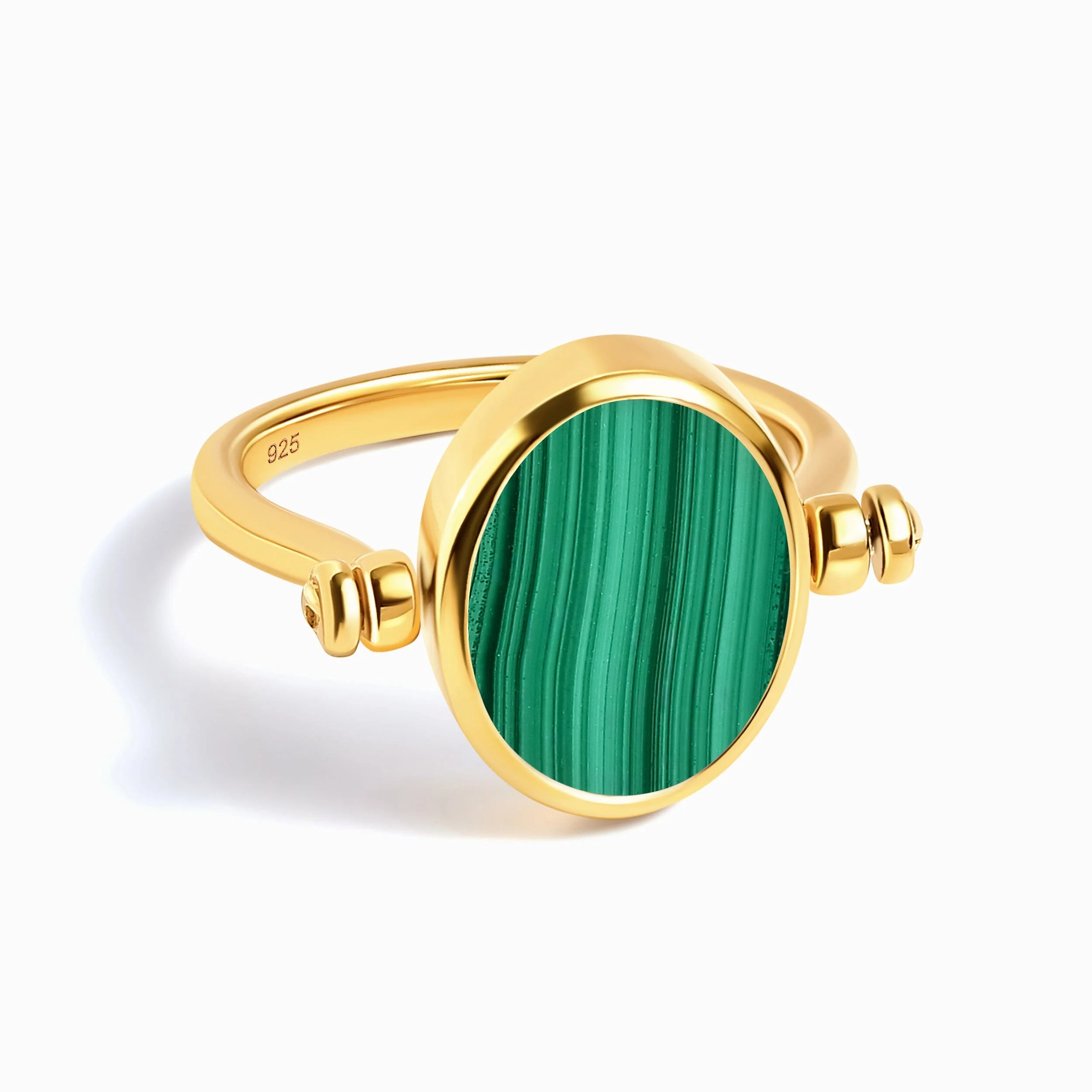 Black Onyx Malachite Fidget Ring - Spinning Enfolded - Image 37
