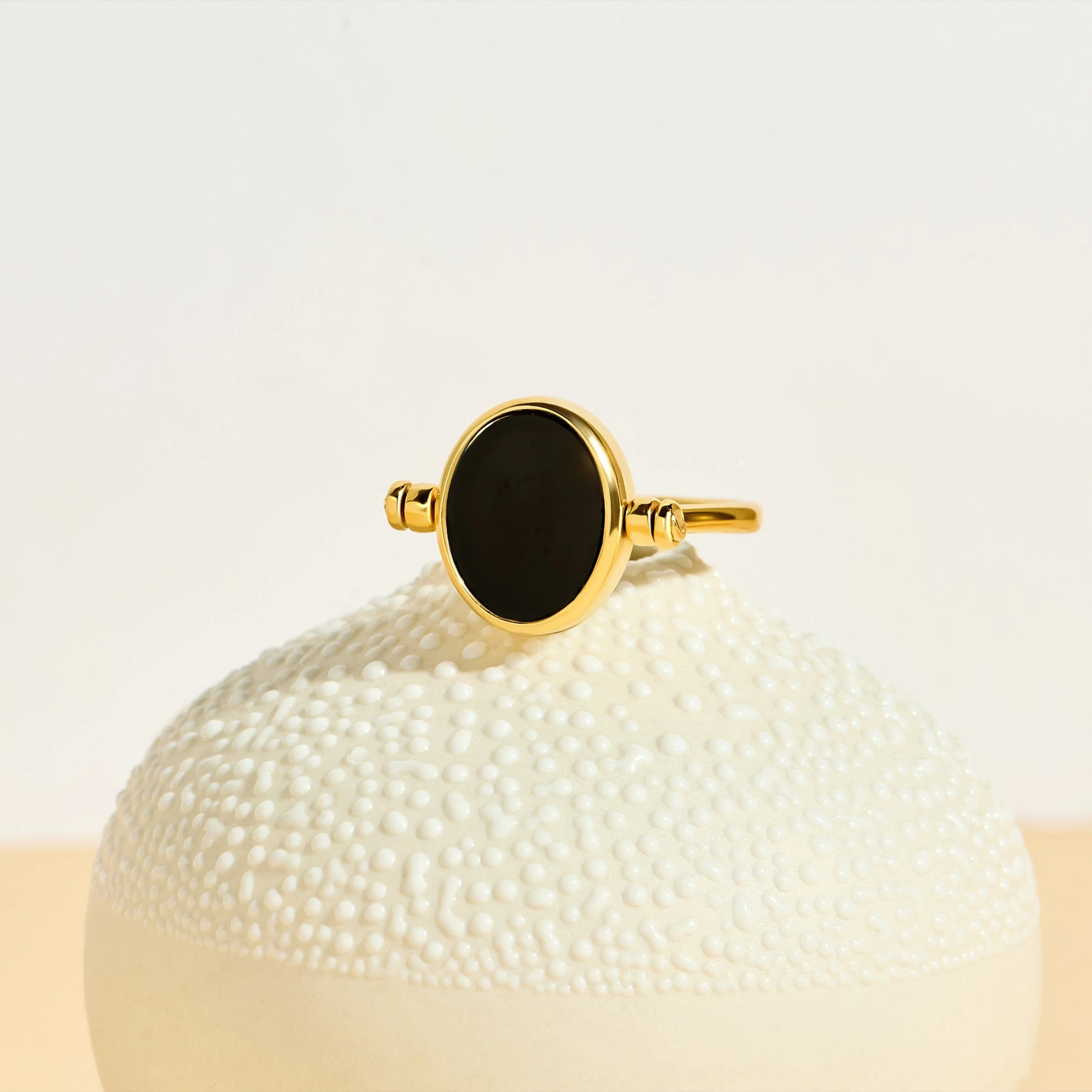 Black Onyx Malachite Fidget Ring - Spinning Enfolded - Image 31