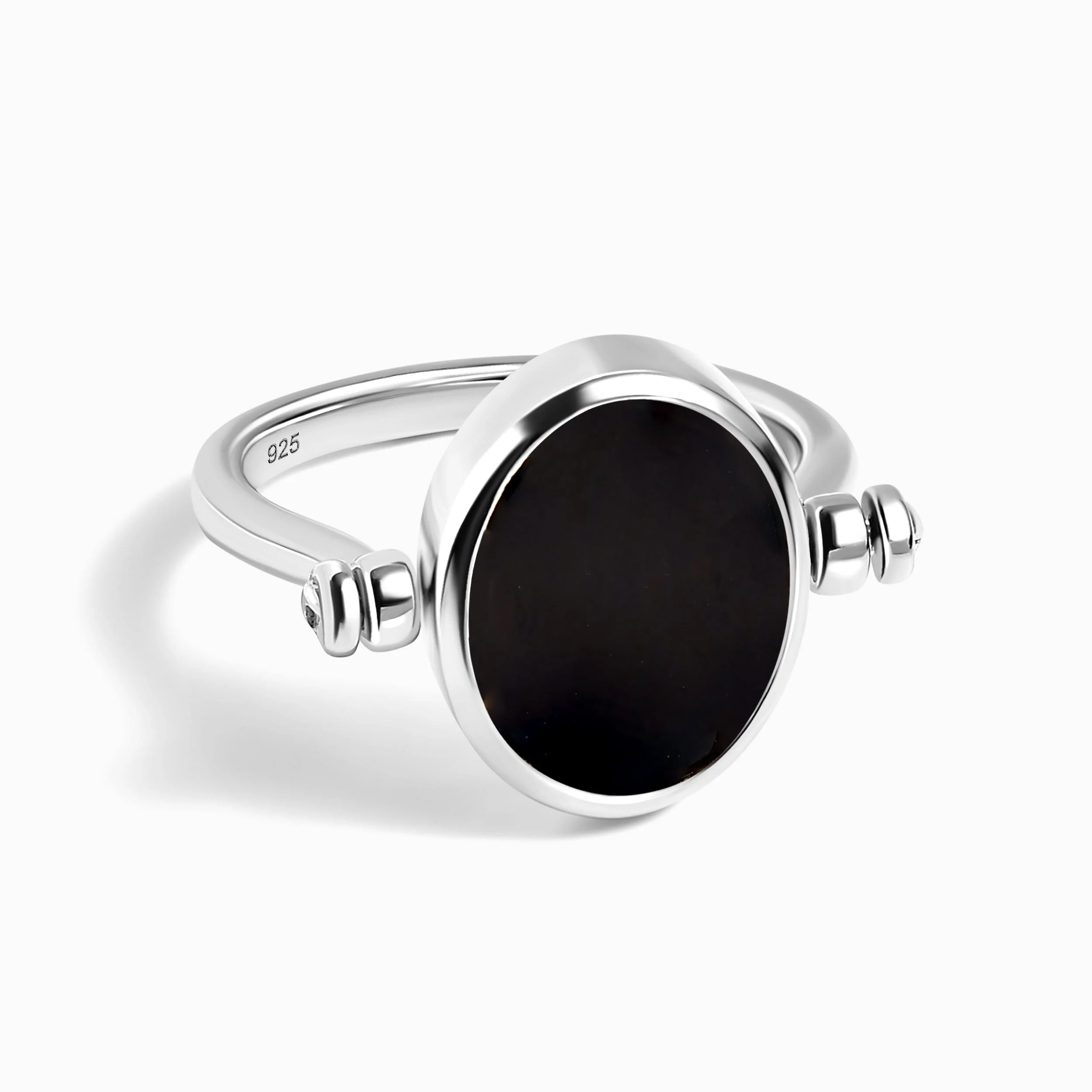 Black Onyx Malachite Fidget Ring - Spinning Enfolded - Image 32