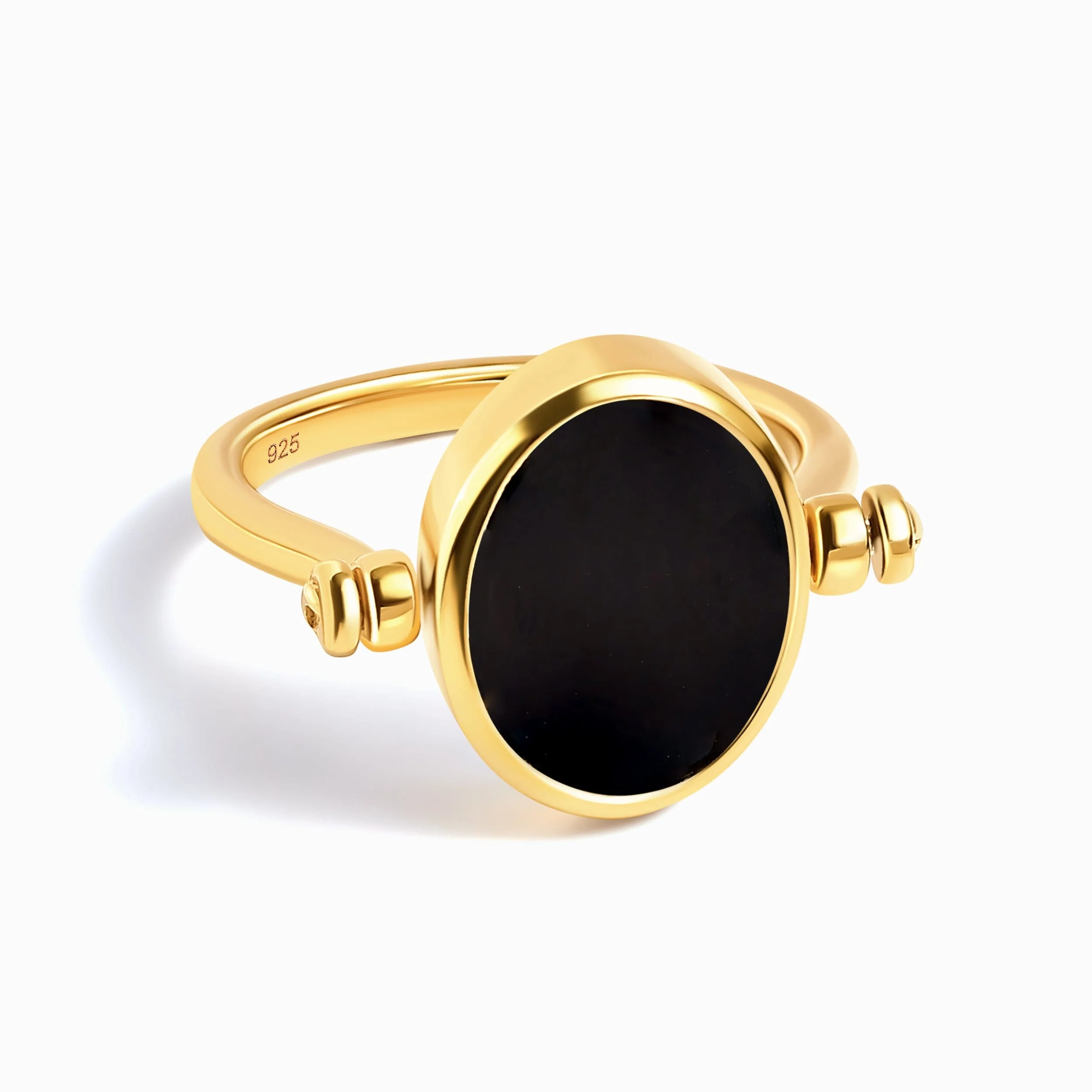 Black Onyx Malachite Fidget Ring - Spinning Enfolded - Image 34