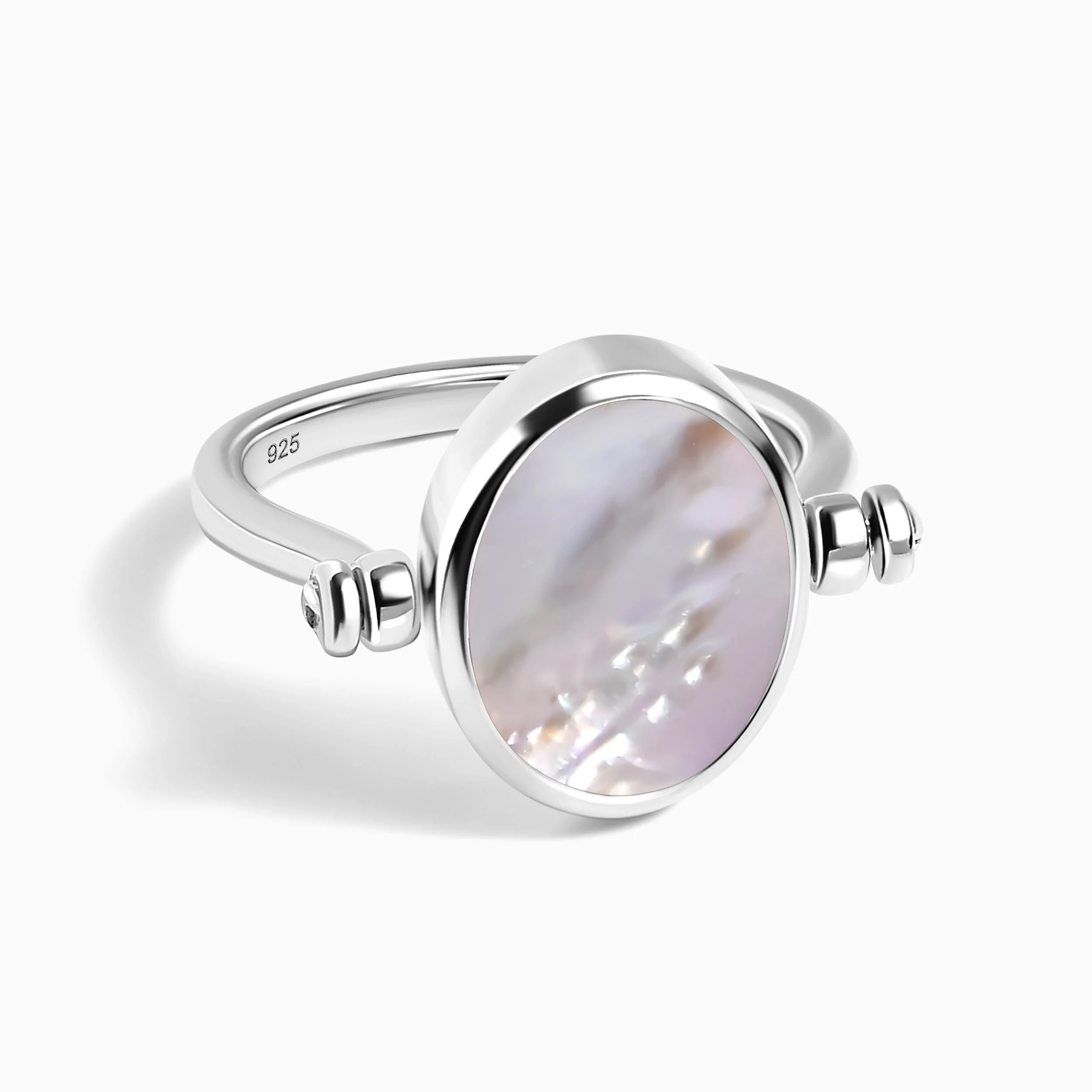 Black Onyx Mother of Pearl Fidget Ring - Spinning Enfolded - Image 35