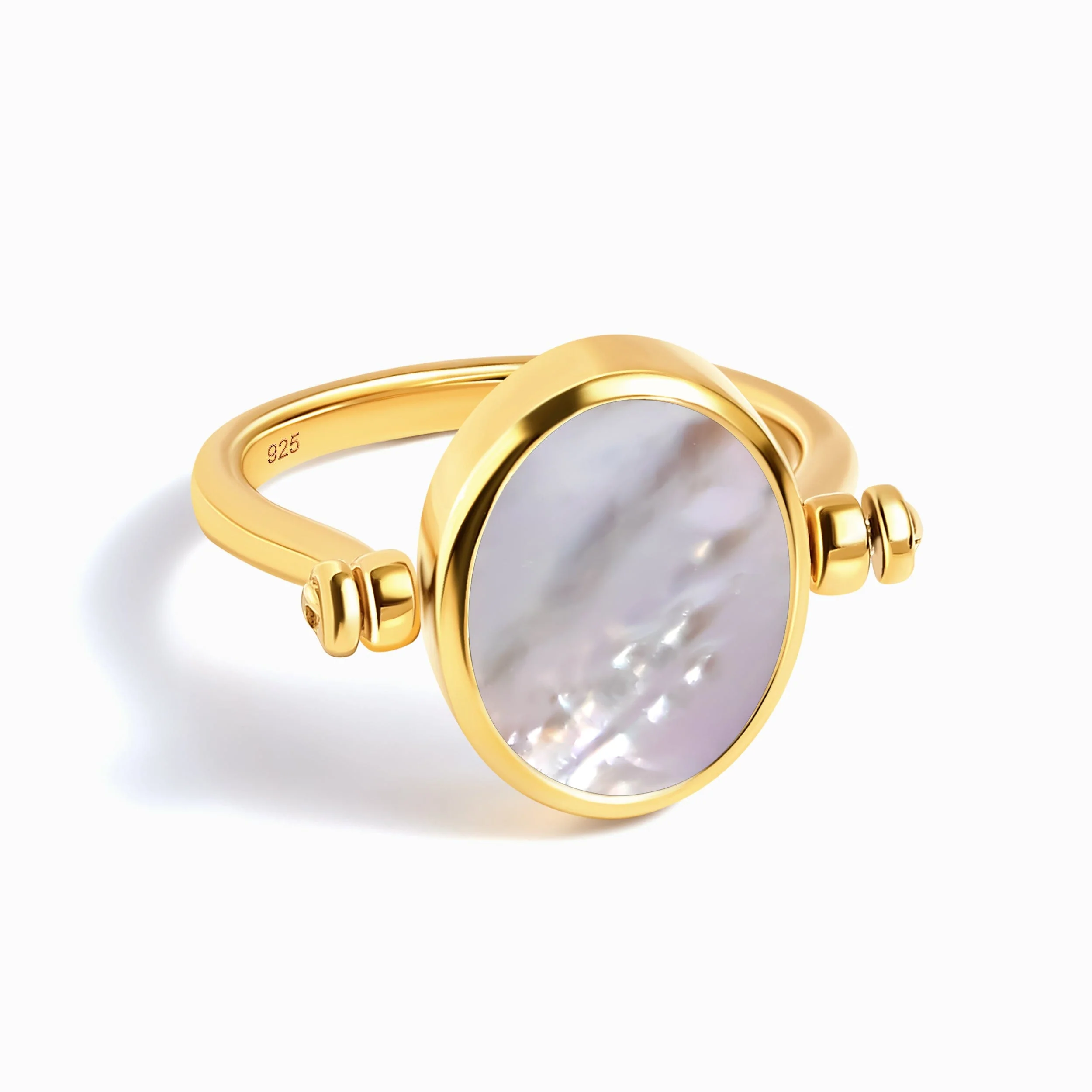 Black Onyx Mother of Pearl Fidget Ring - Spinning Enfolded - Image 37