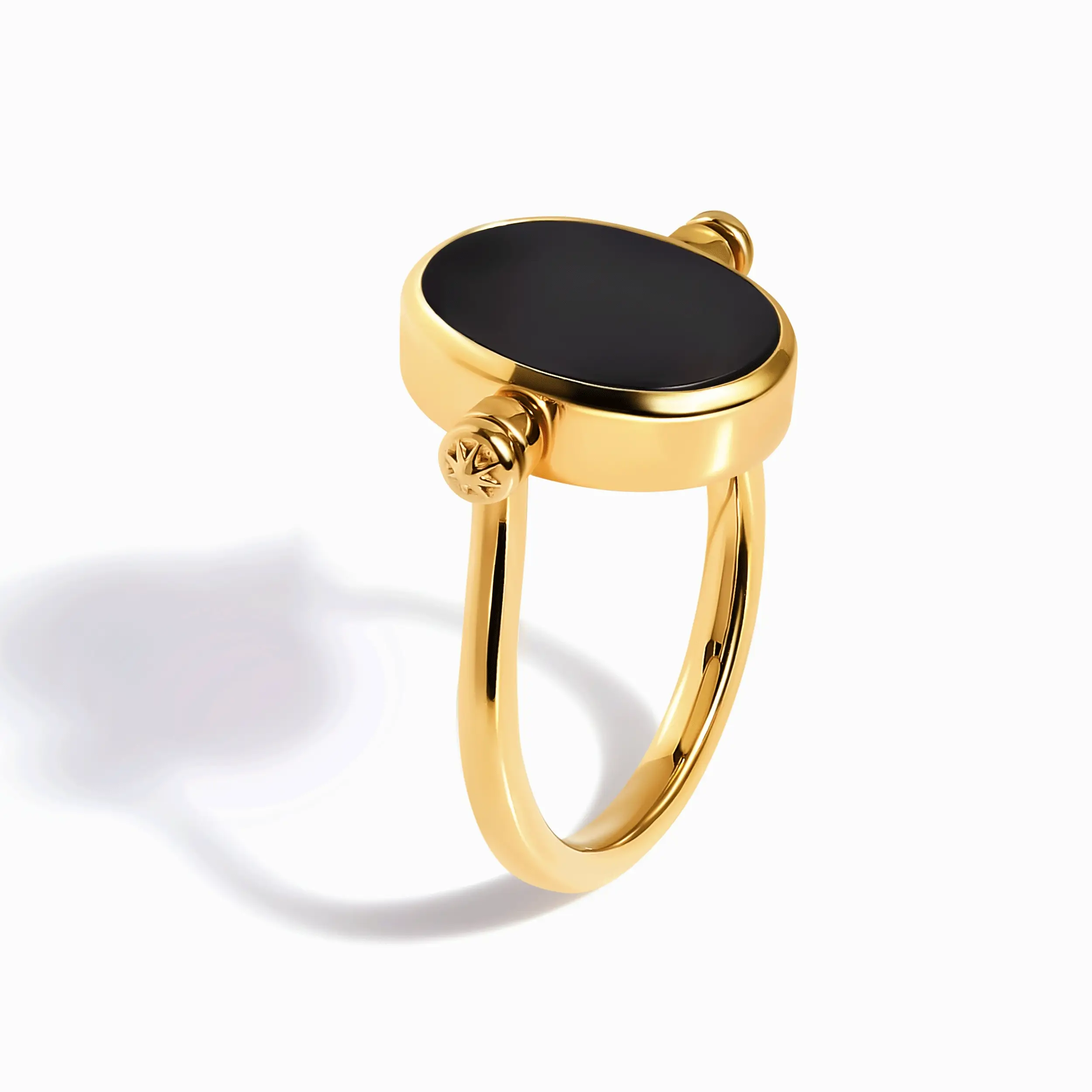 Black Onyx Mother of Pearl Fidget Ring - Spinning Enfolded - Image 9