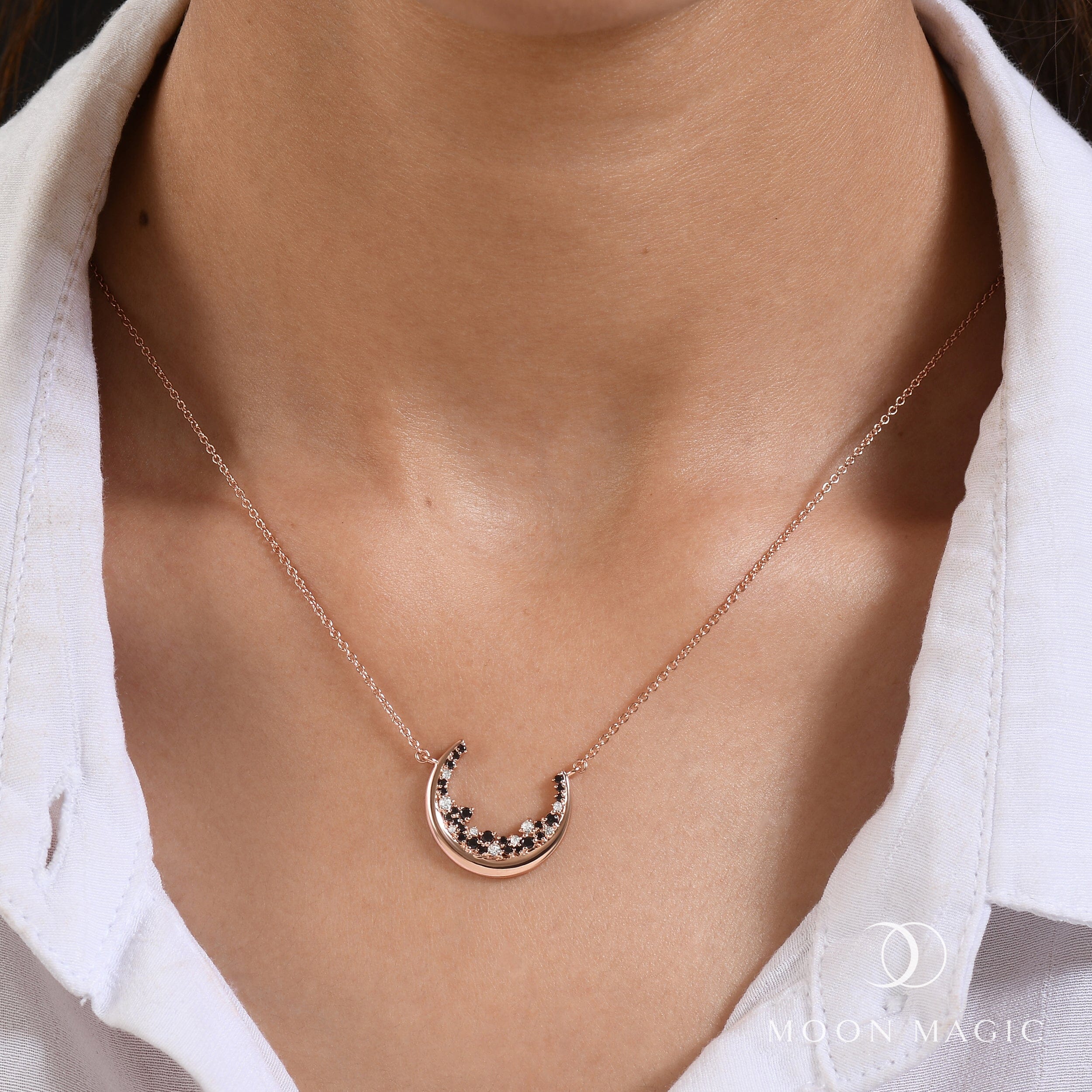 Black Spinel White Zircon Necklace - Lush Luna - Image 4