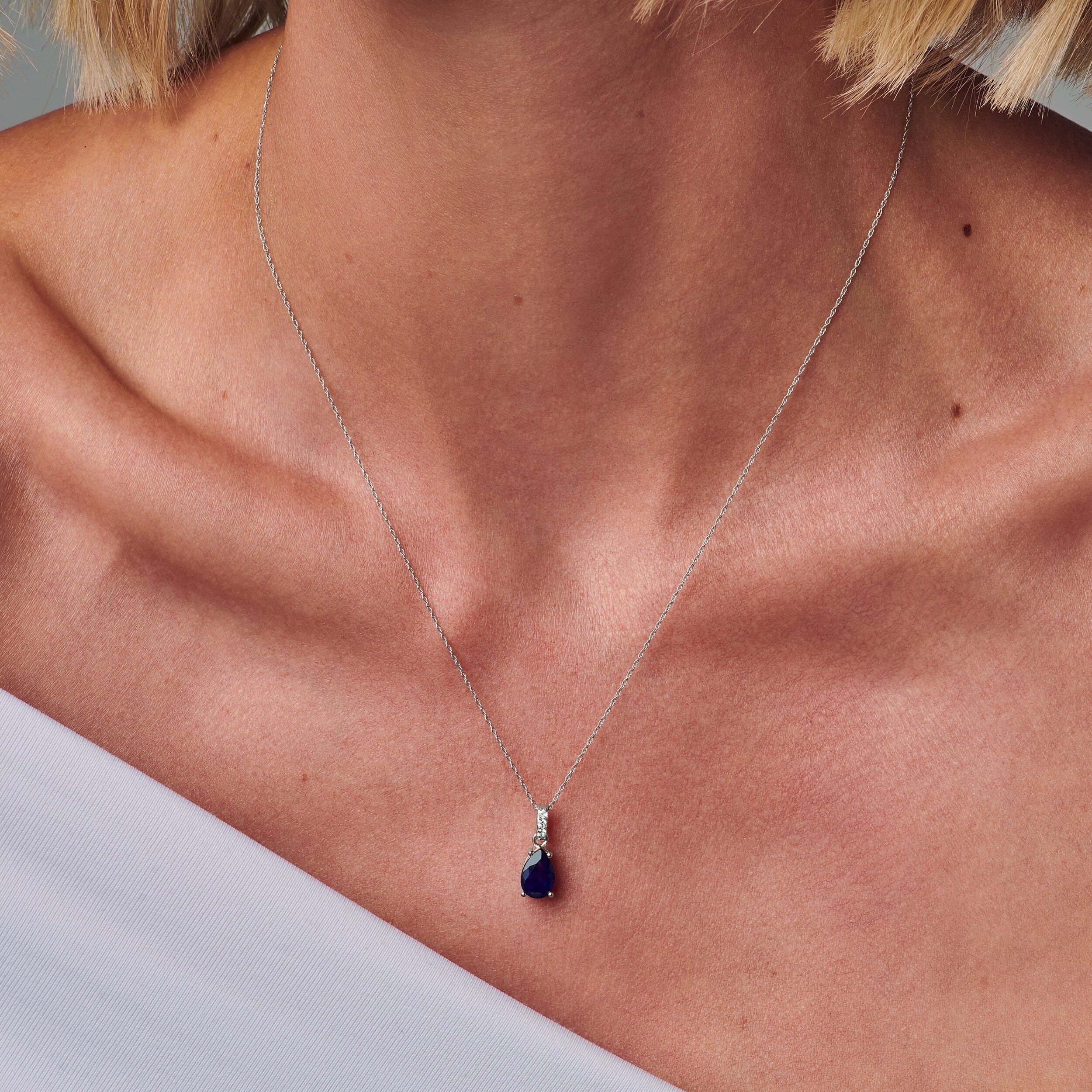 Blue Sapphire Diamond Necklace Sway - September Birthstone - Image 2