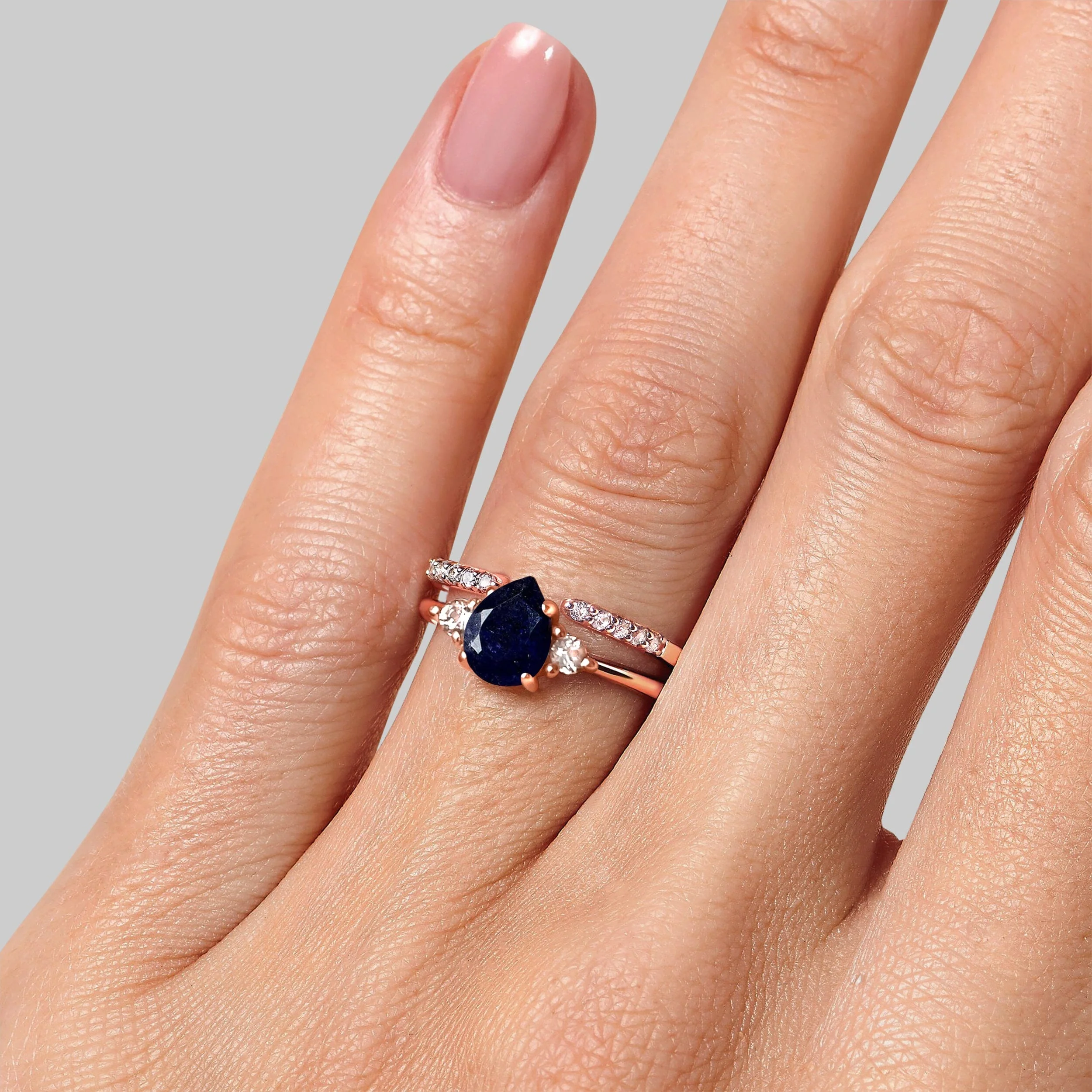 Blue Sapphire Lania Ring & Twinkling Band - Image 4
