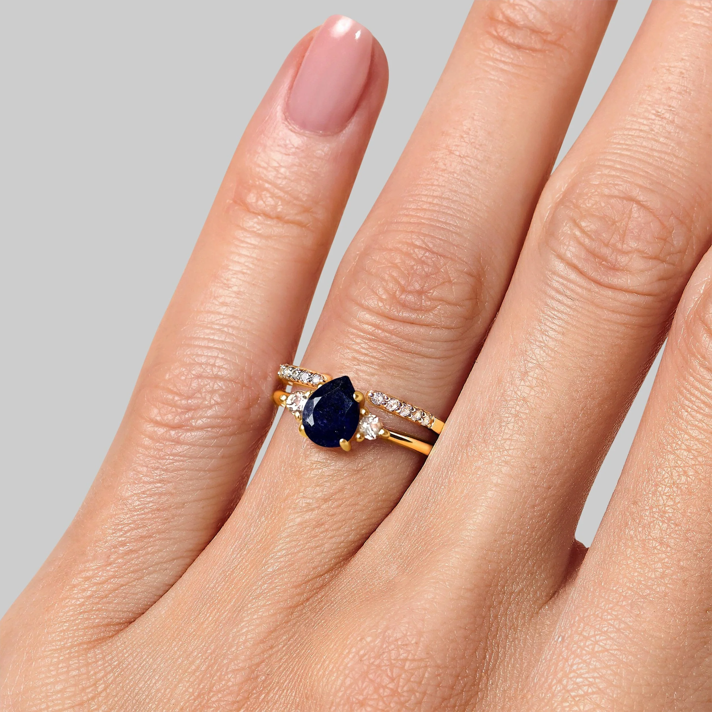 Blue Sapphire Lania Ring & Twinkling Band - Image 6