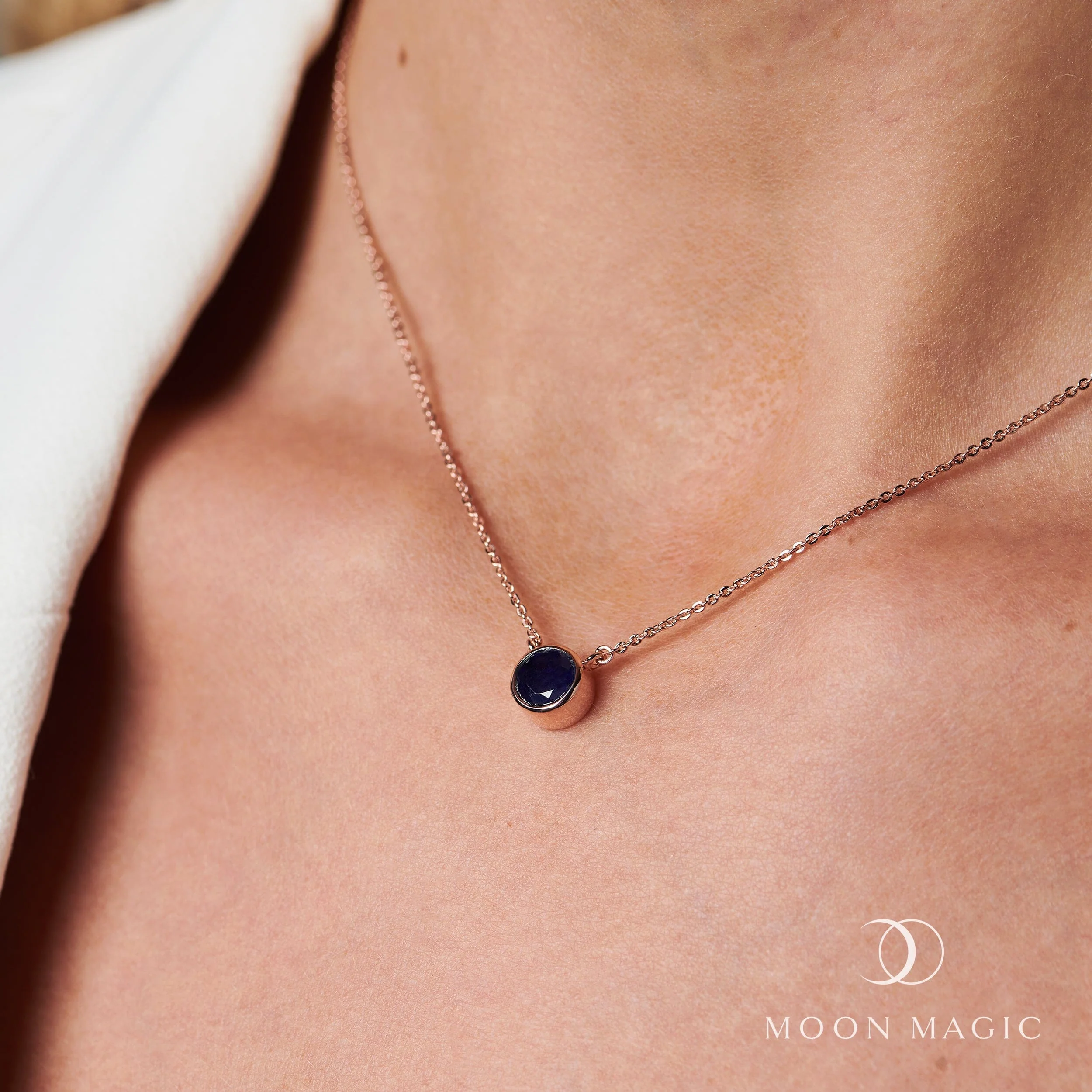 Blue Sapphire Necklace - Solitaire - Image 2