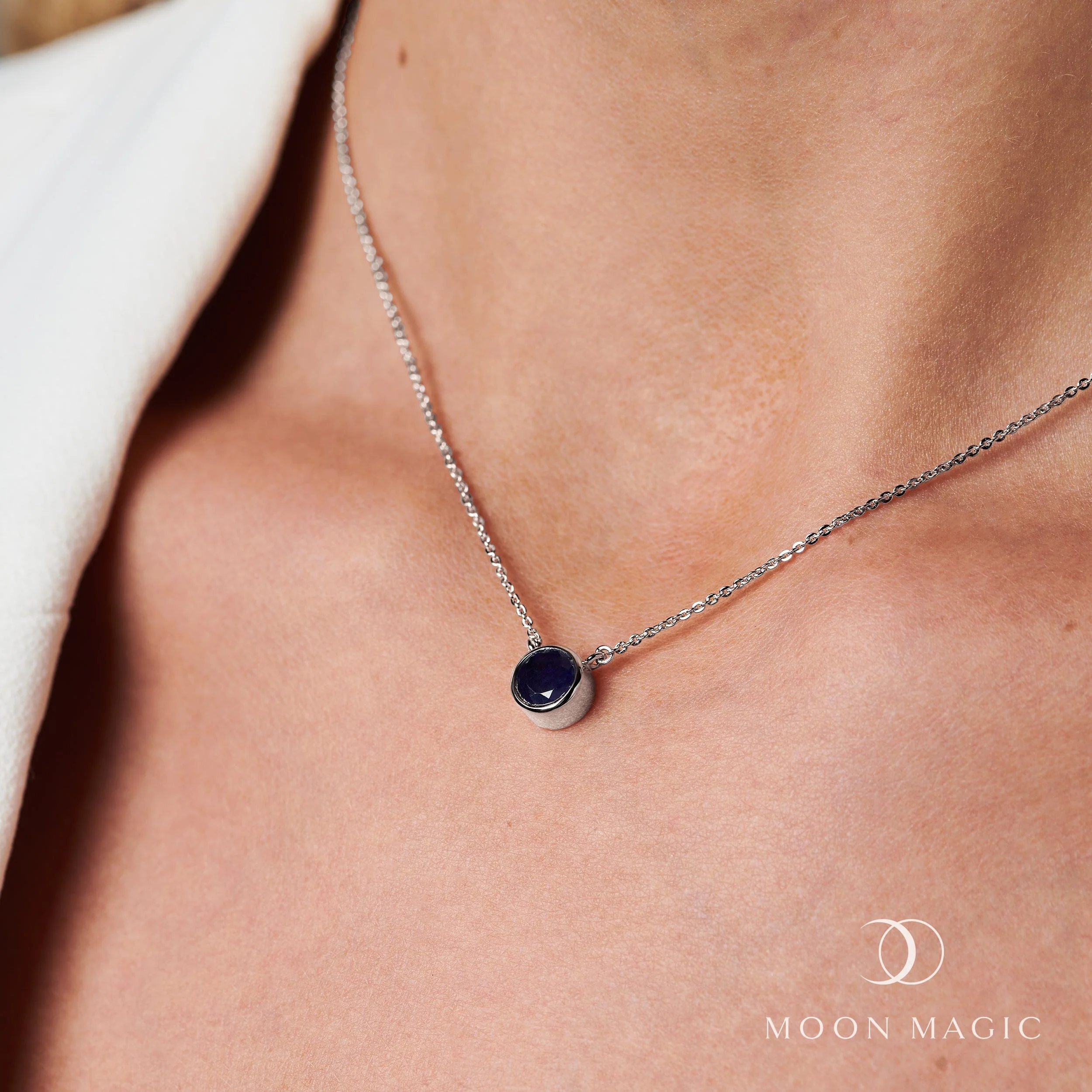 Blue Sapphire Necklace - Solitaire - Image 6