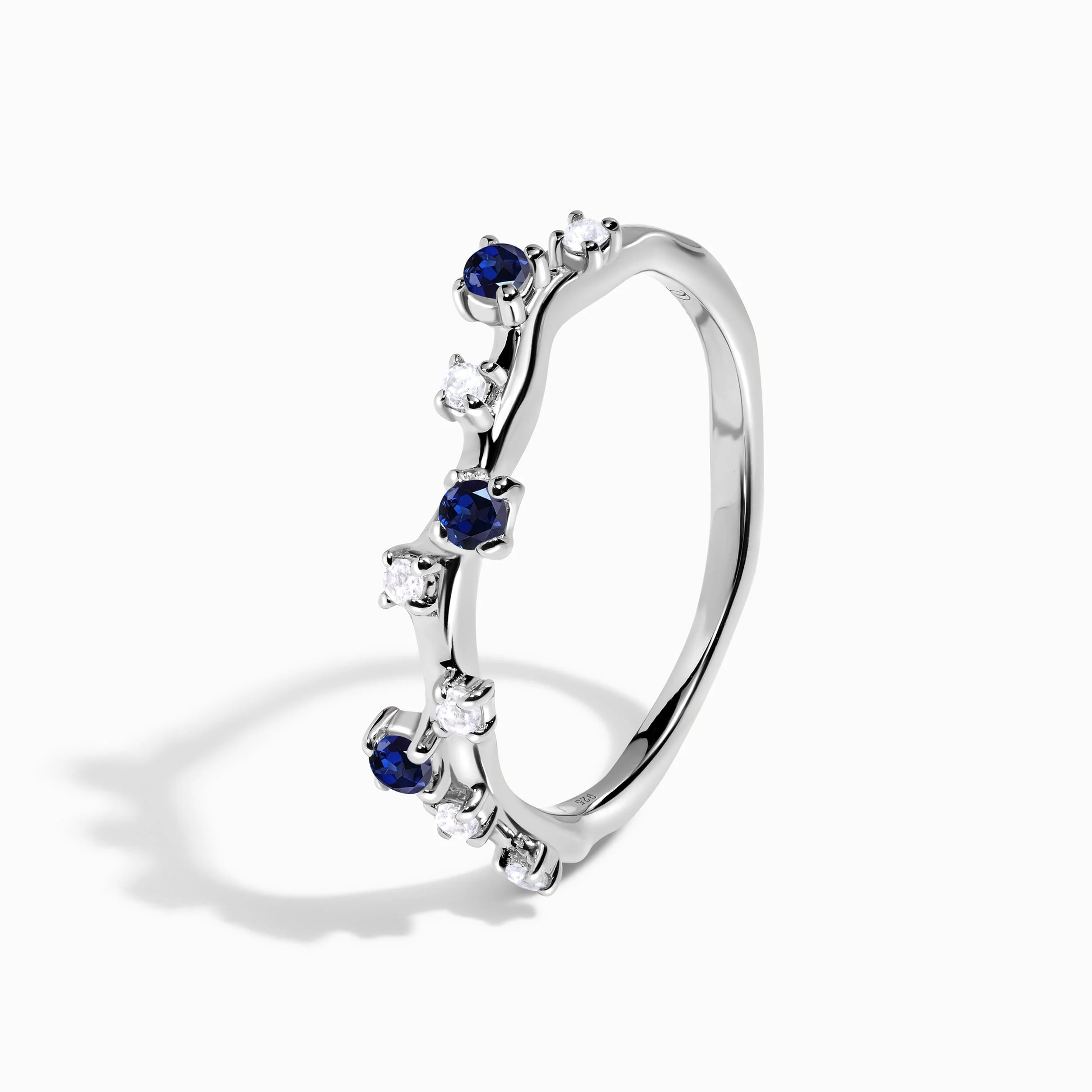 Blue Sapphire Ring - Stardust Band - Image 11