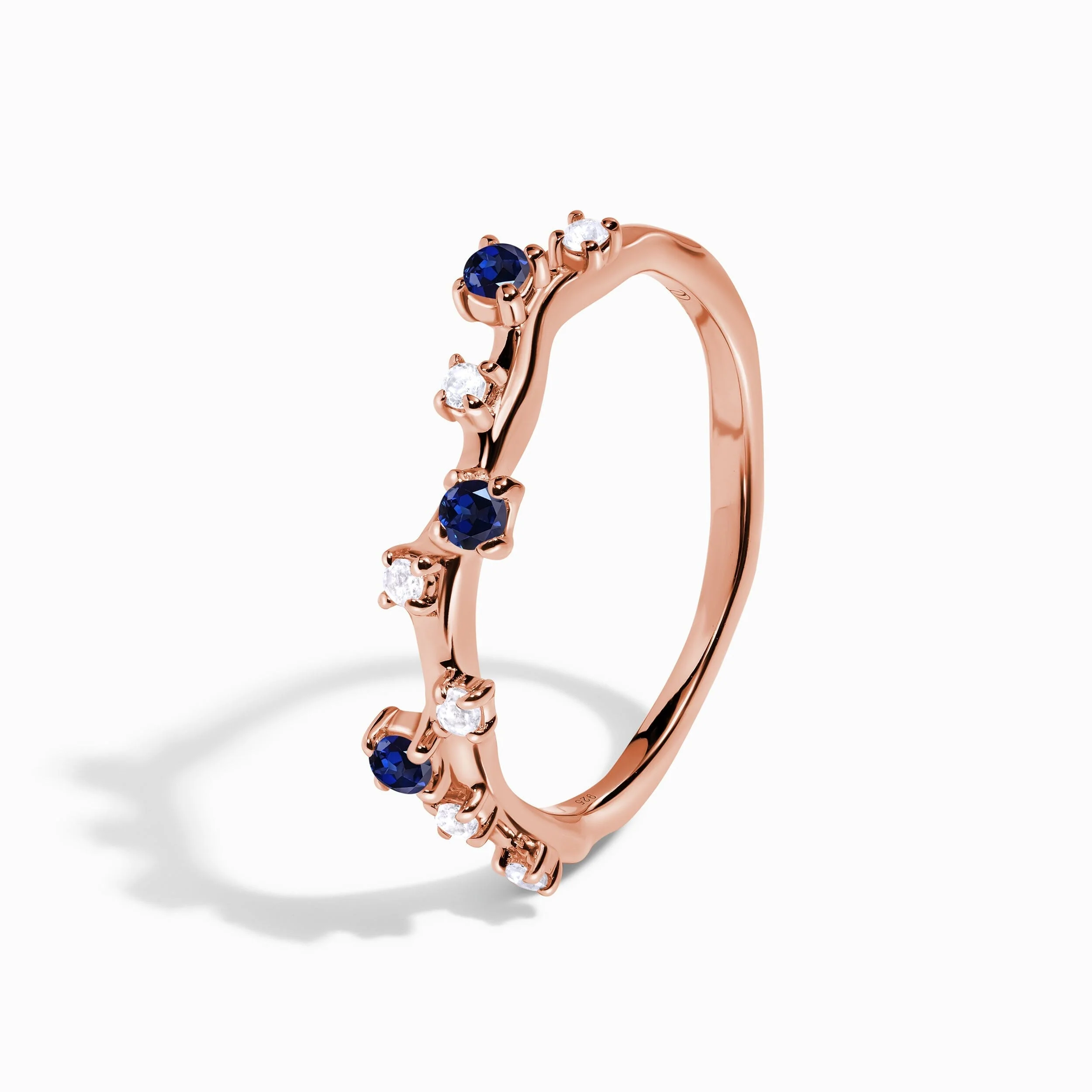 Blue Sapphire Ring - Stardust Band - Image 14