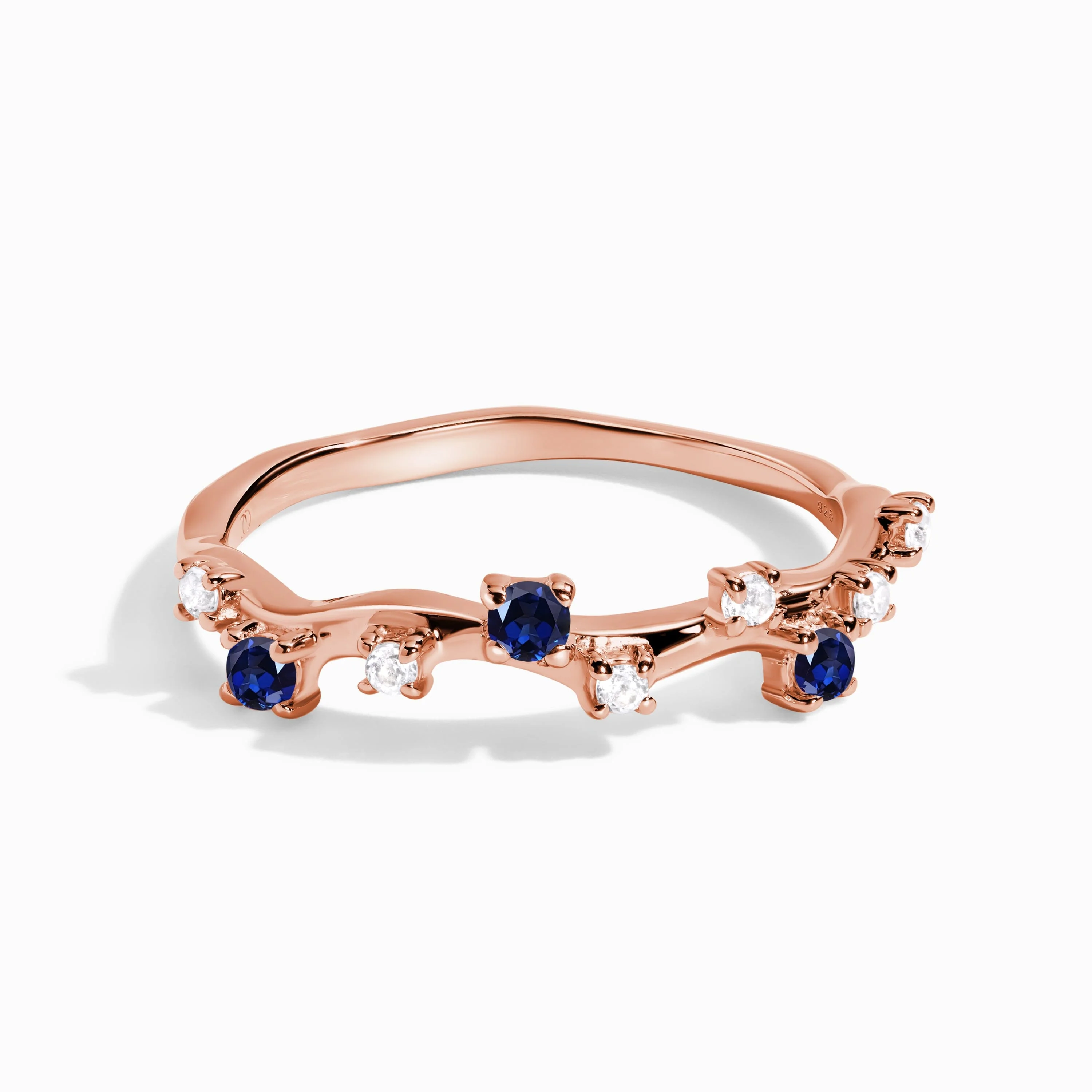 Blue Sapphire Ring - Stardust Band - Image 3